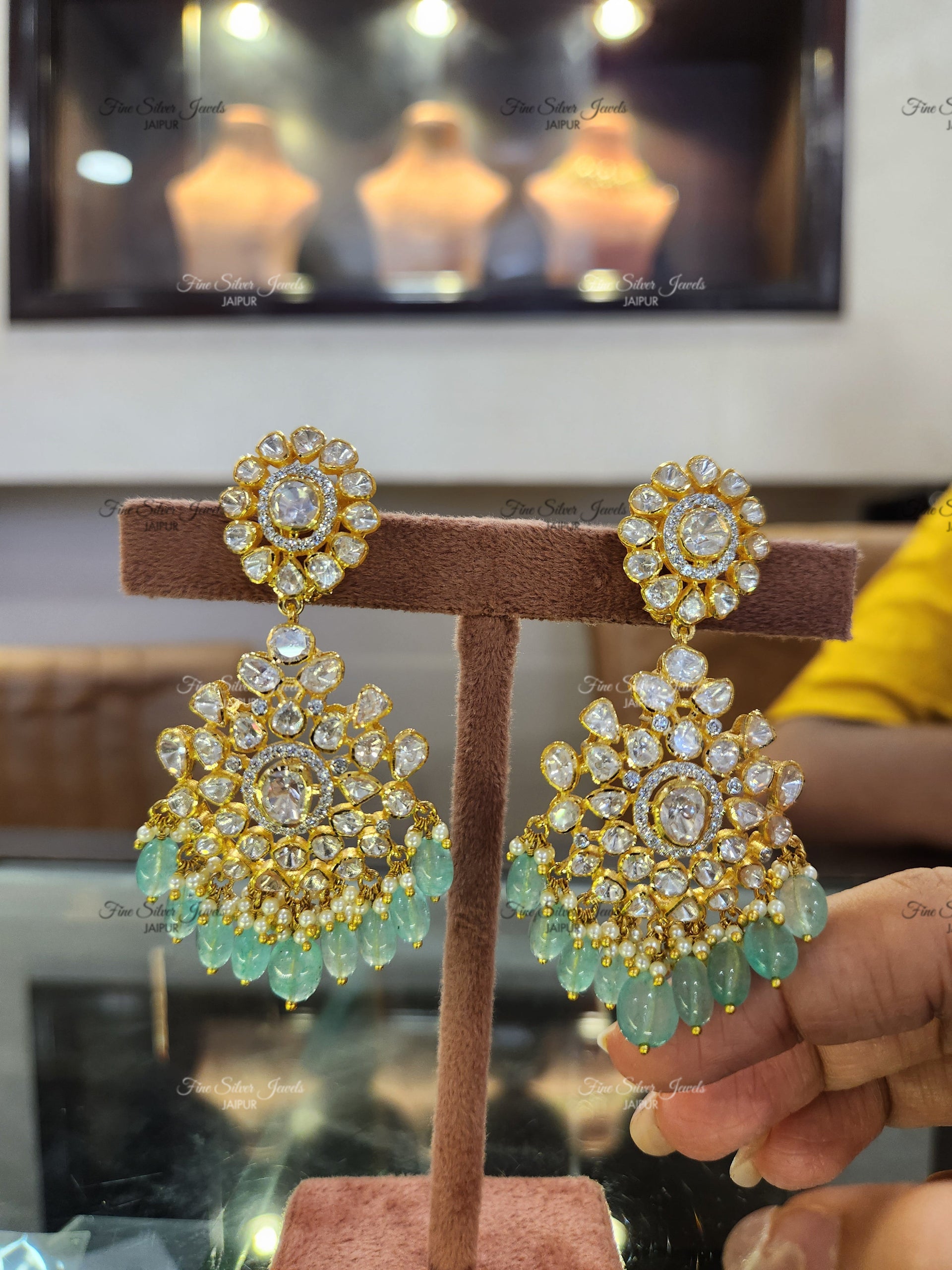 925 Silver Shloka Chandbali Earrings finesilverjewels