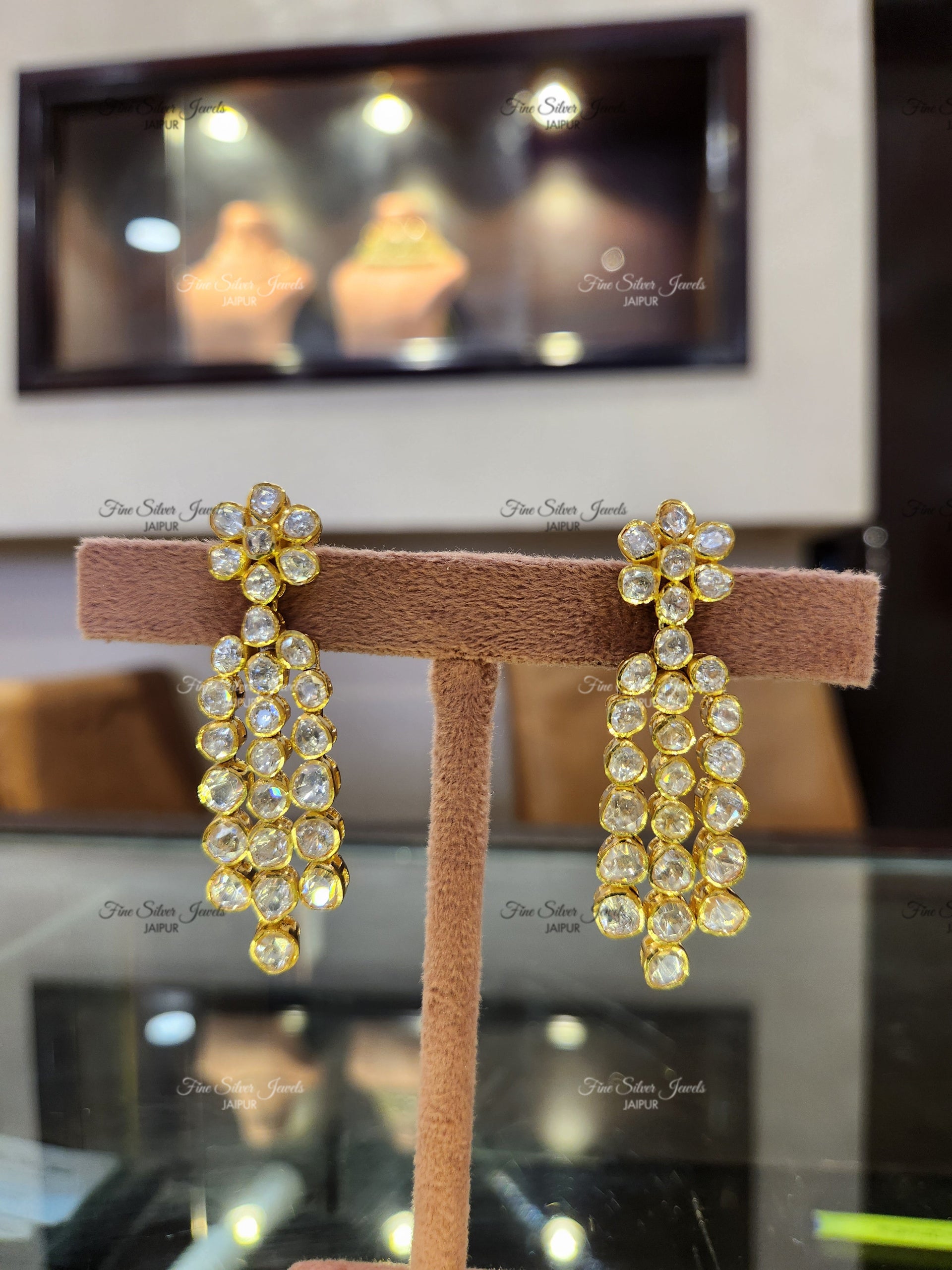 925 silver LONG POLKI EARRINGS finesilverjewels