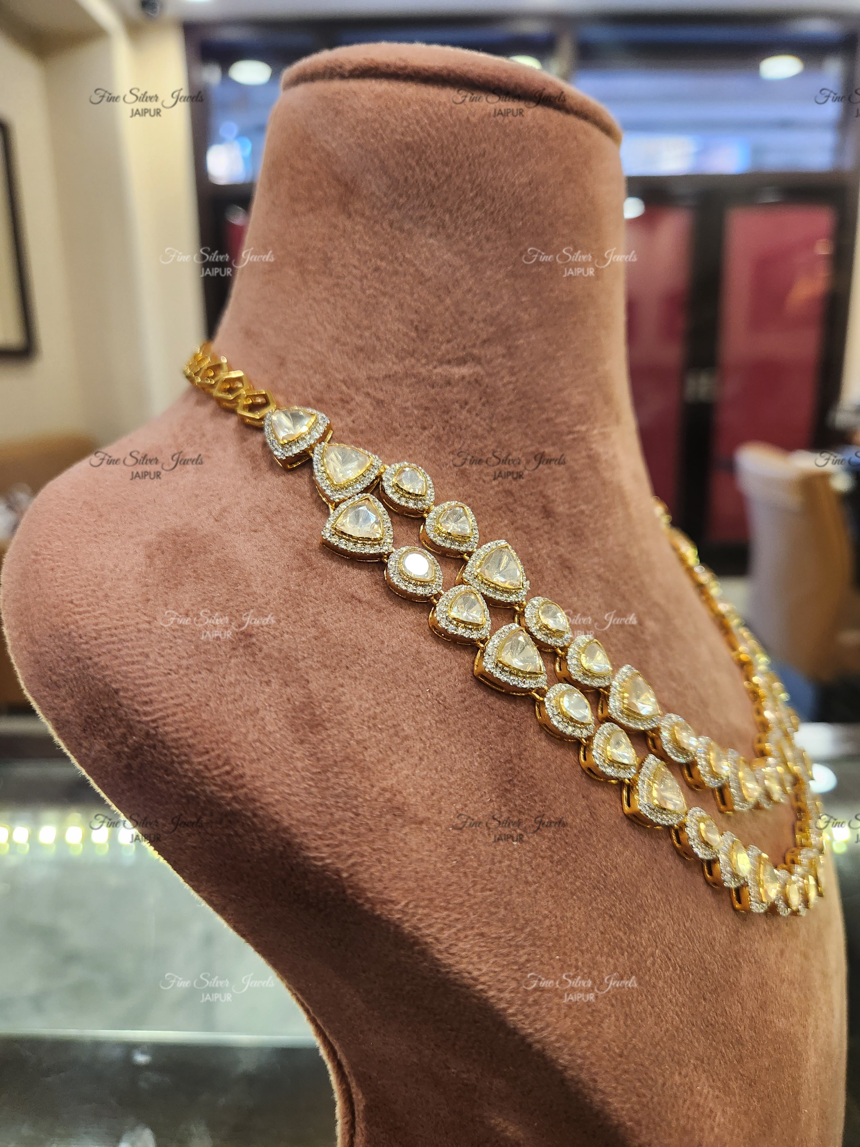 92.5 Silver Riwaaz Polki Necklace finesilverjewels