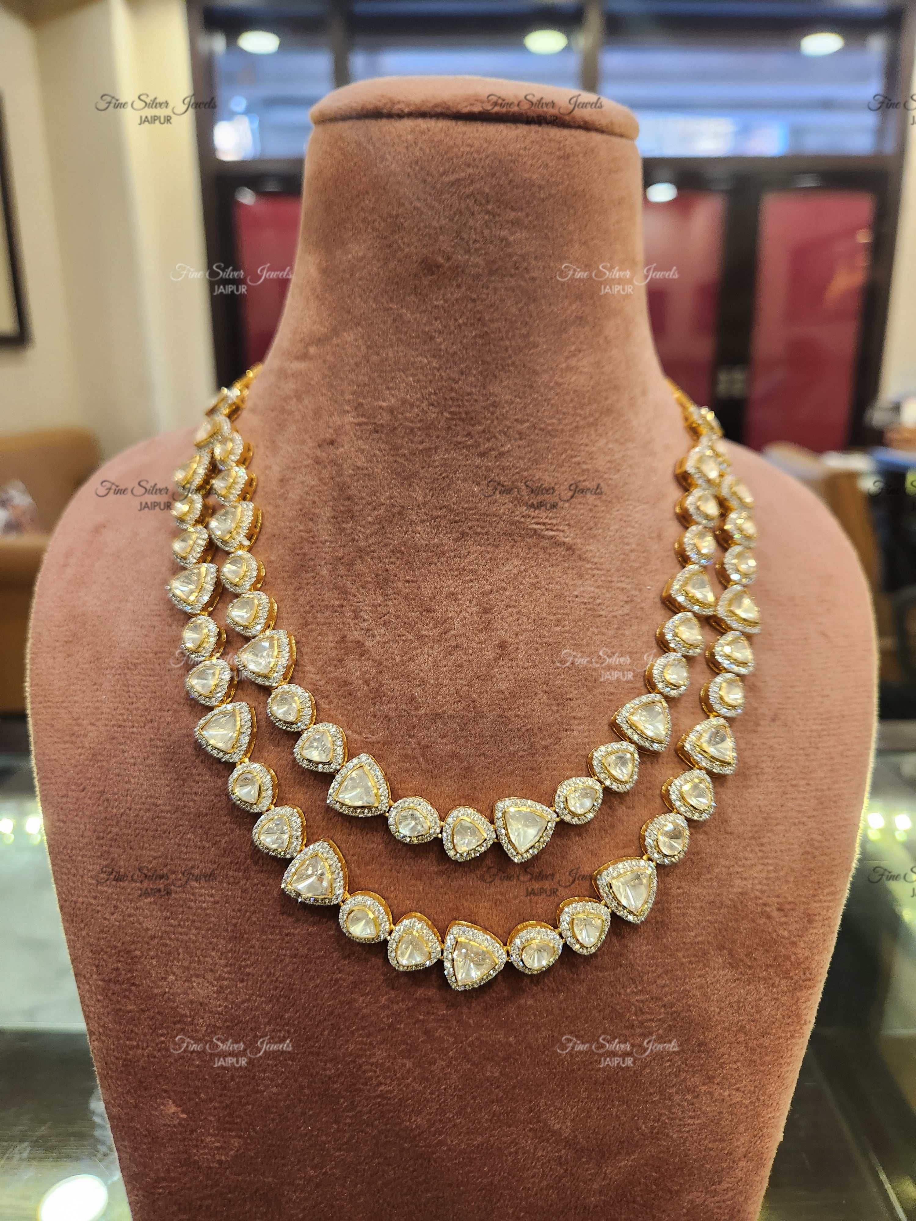 92.5 Silver Riwaaz Polki Necklace finesilverjewels