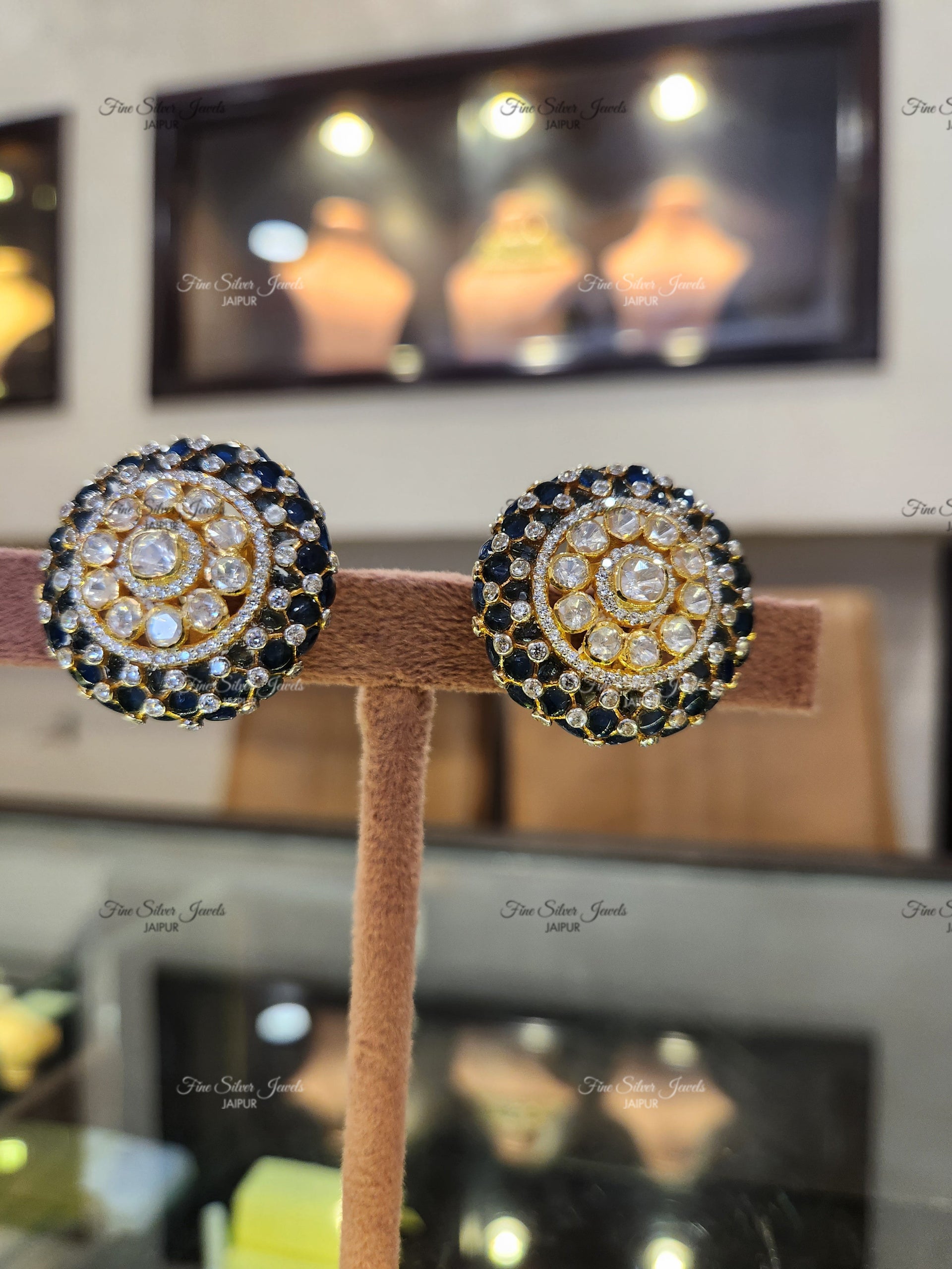 925 silver jodha polki earrings