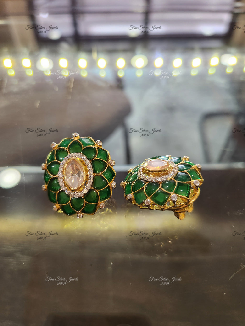 925 Silver Noor Polki Earrings finesilverjewels