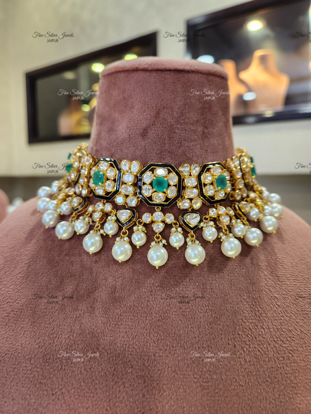 92.5 Silver Shloka Necklace set finesilverjewels