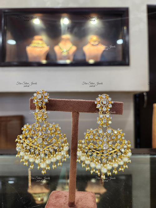 925 Silver bridal Chandbali Earrings finesilverjewels