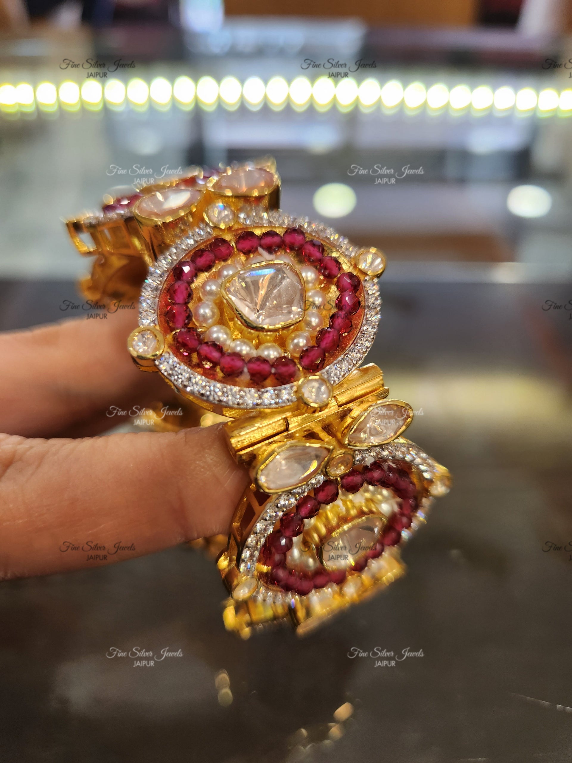925 Silver Bridal polki Bangle finesilverjewels