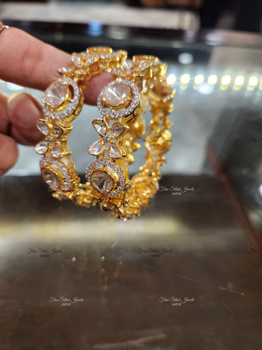 925 Silver Tara Polki Bangle