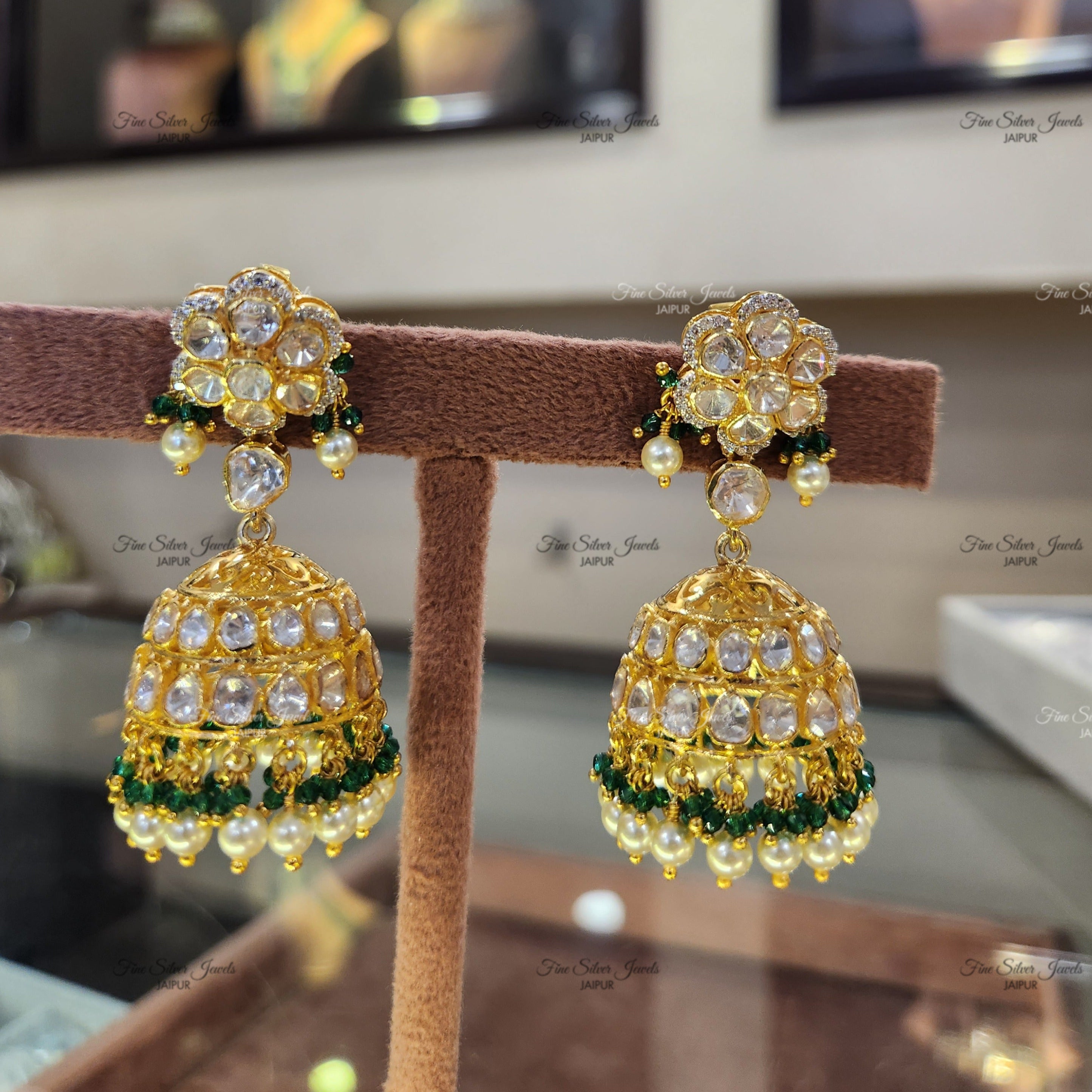 925 Silver Shaan Polki Earrings