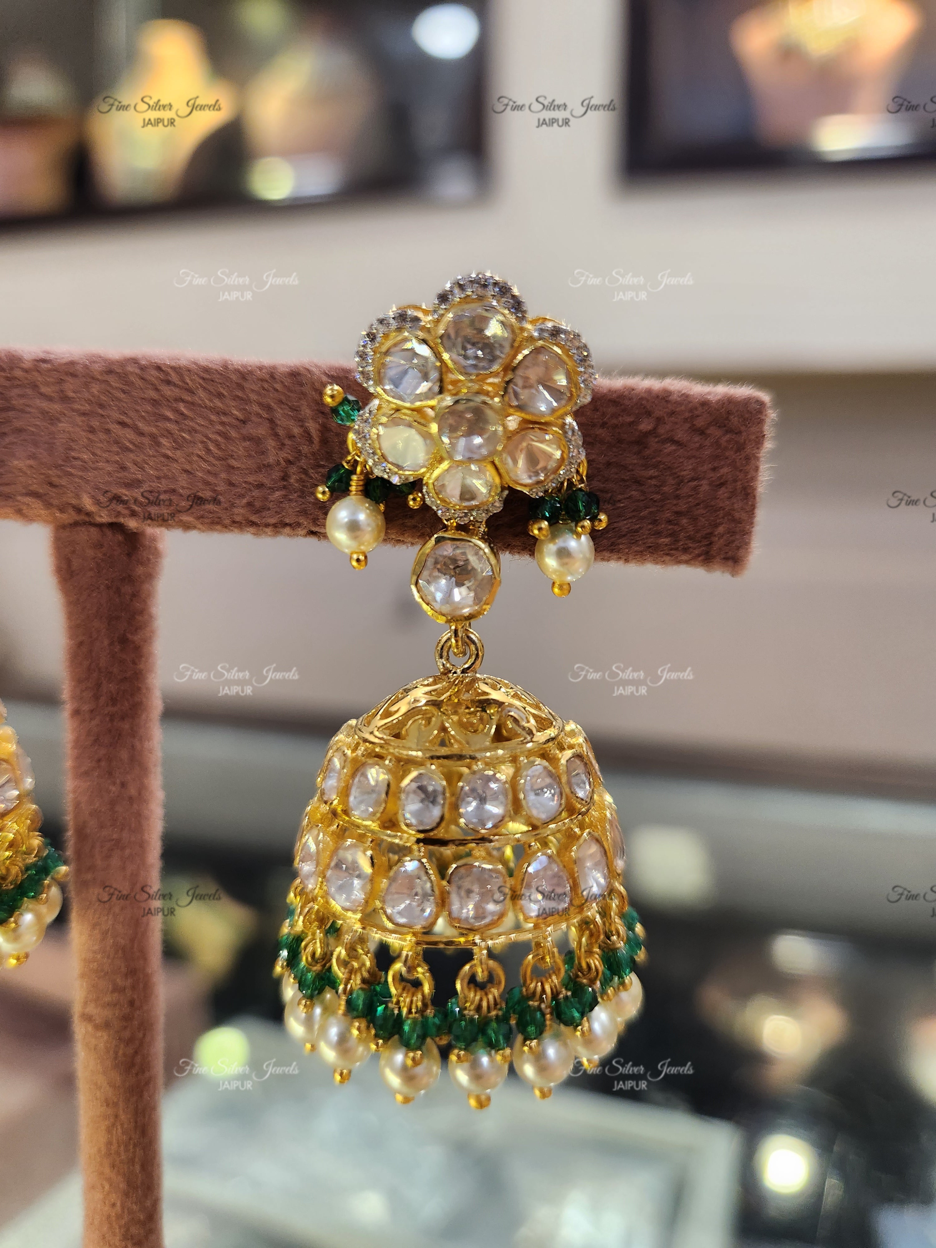 925 Silver Shaan Polki Earrings