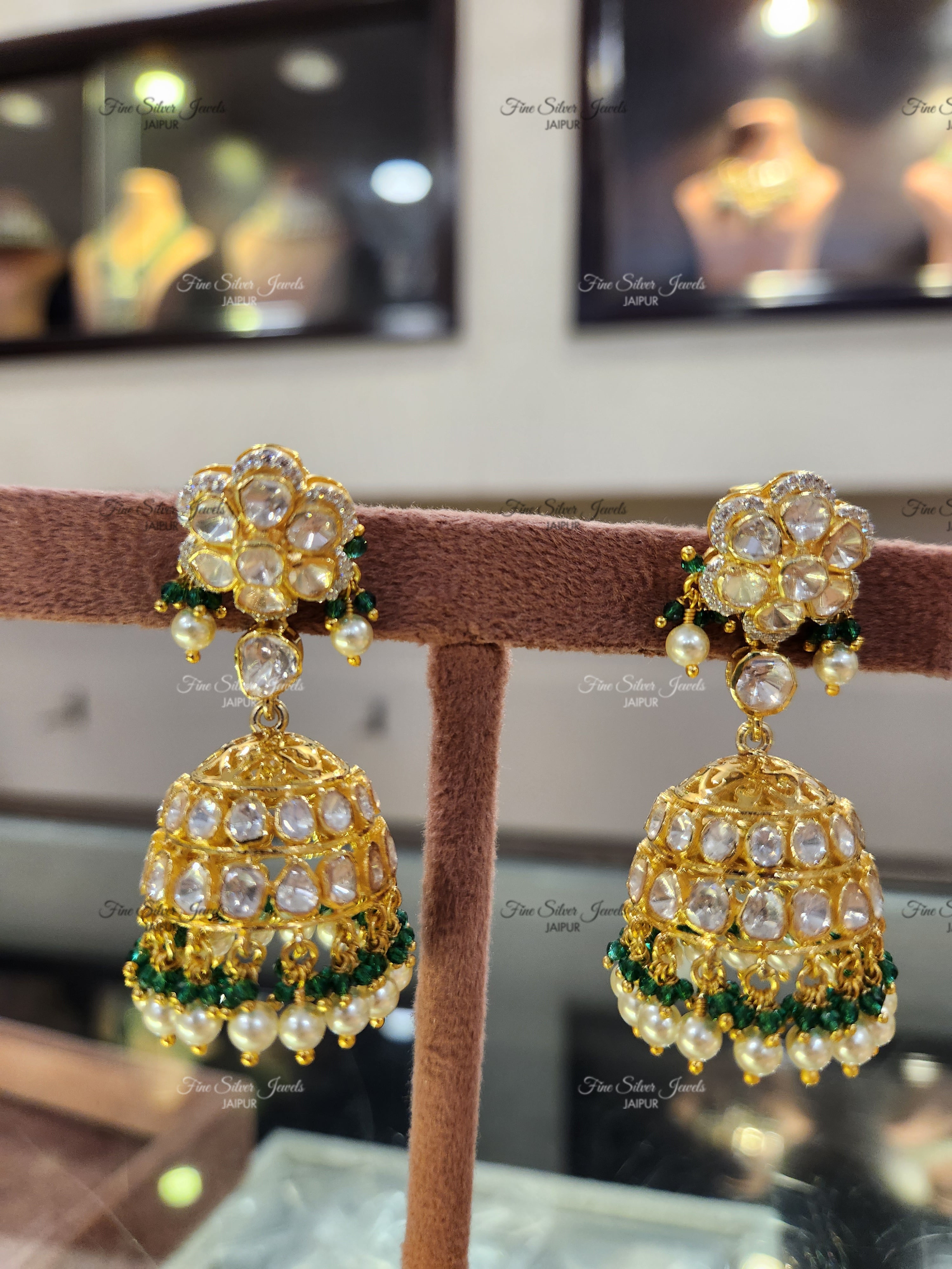 925 Silver Shaan Polki Earrings