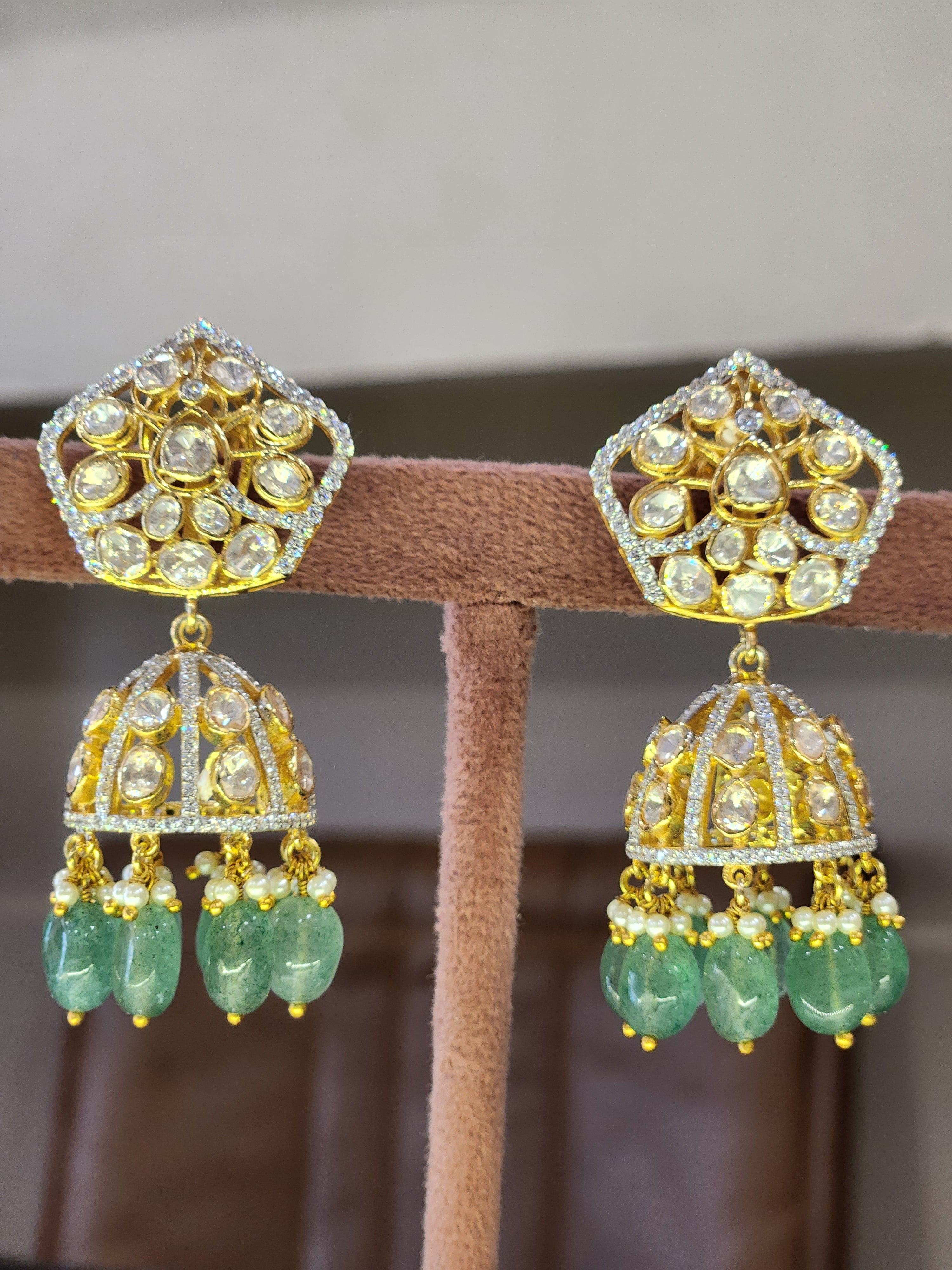 Buy Priyaasi Women American Diamond Rose Gold Plated Jhumka Earrings Online  at Best Price | Distacart