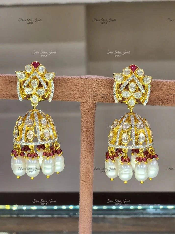 925 Silver PADMAKSHYA POLKI LONG NECKLACE SET