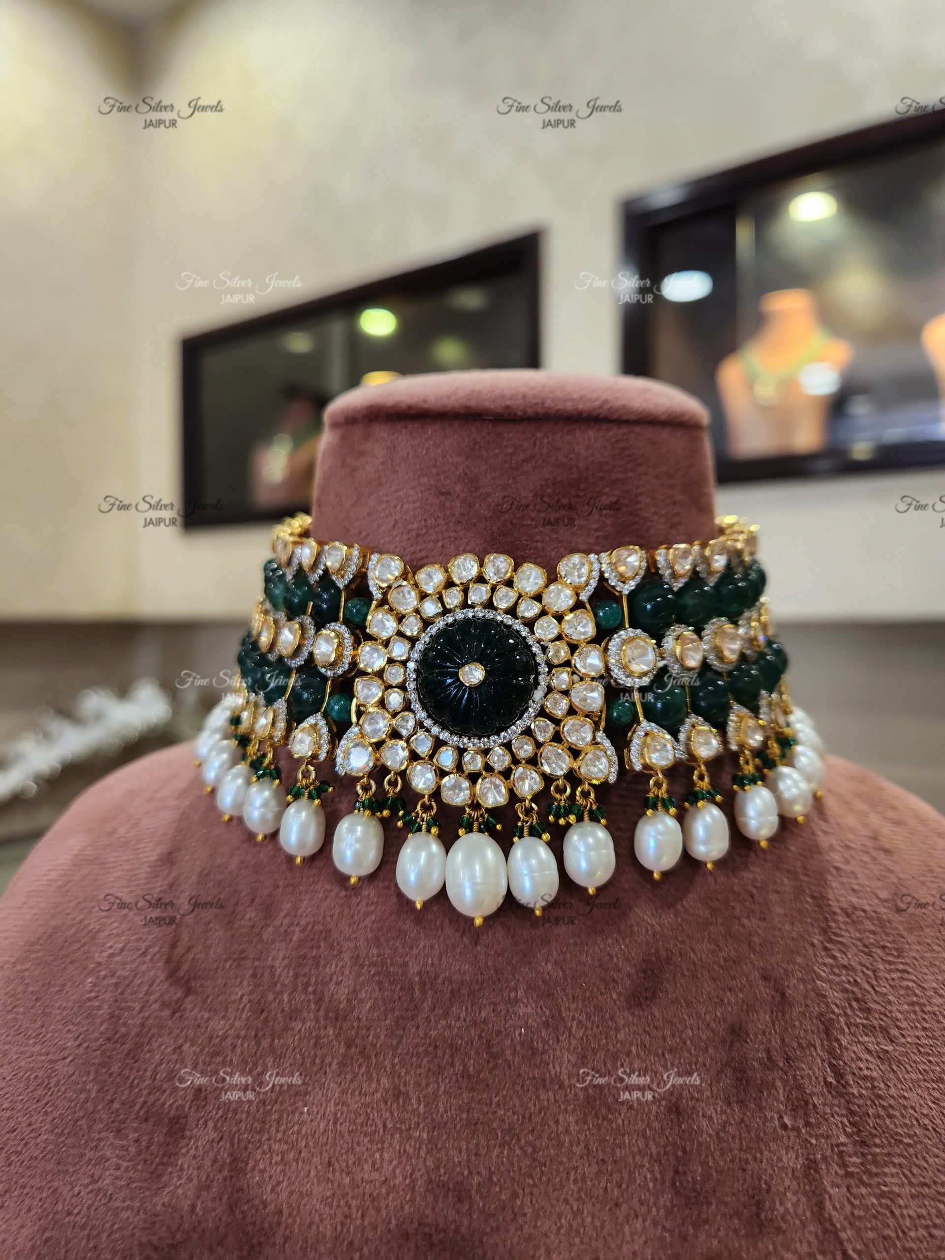 925 Silver Virsa Polki Necklace