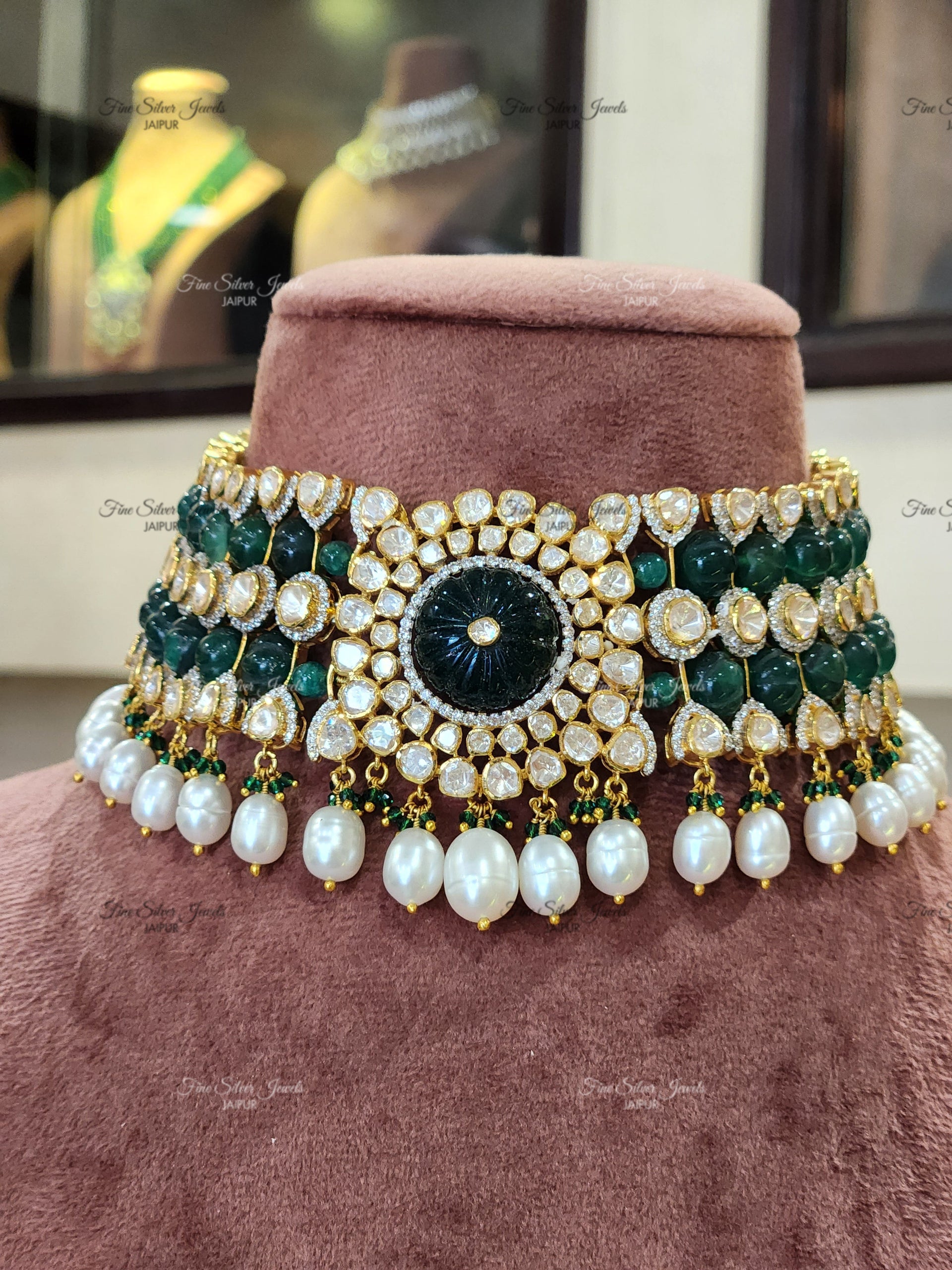 925 Silver Virsa Polki Necklace