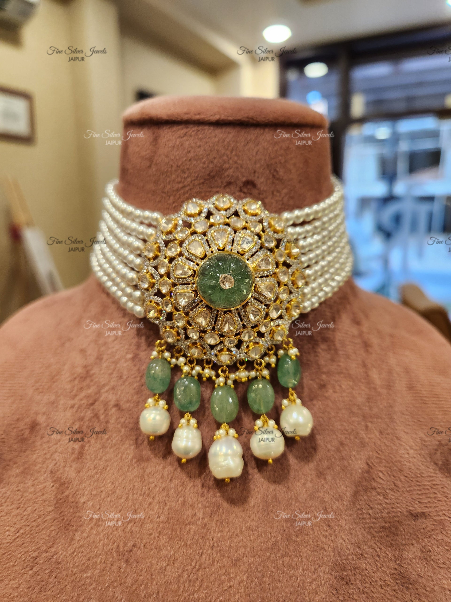 925 Silver Raha Polki Necklace