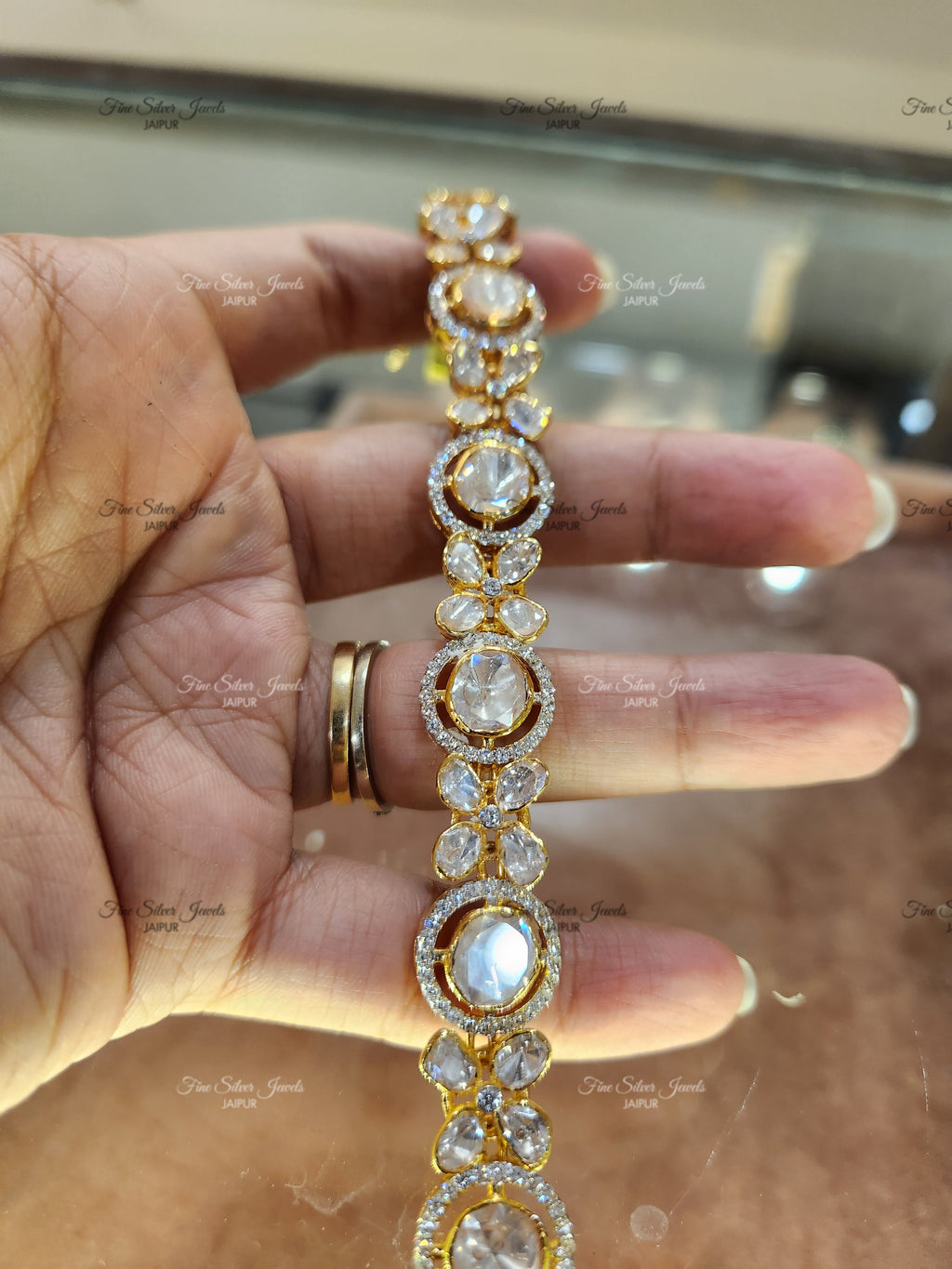 925 Silver Maryam Polki Bracelet