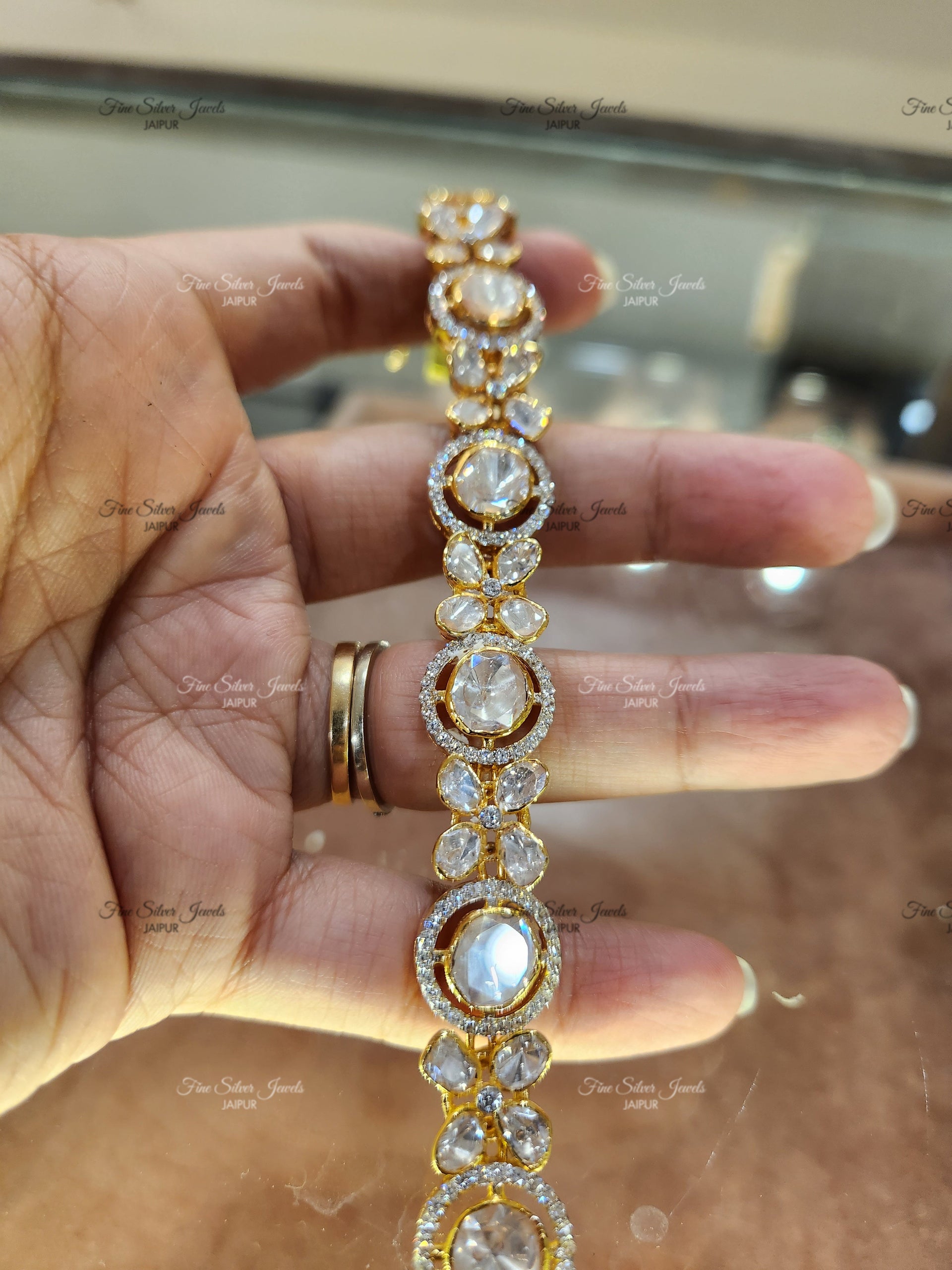 925 Silver Maryam Polki Bracelet
