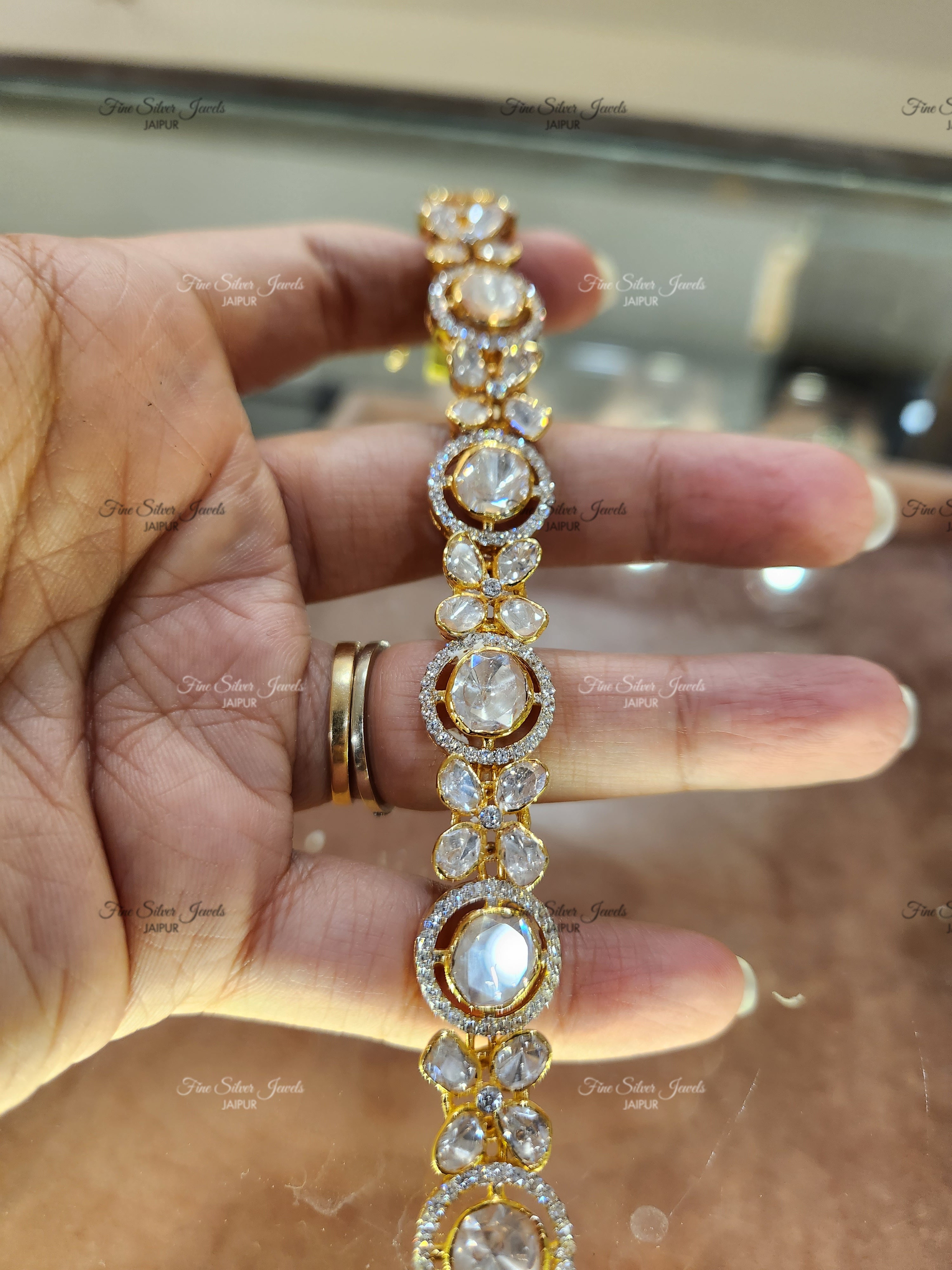 925 Silver Maryam Polki Bracelet