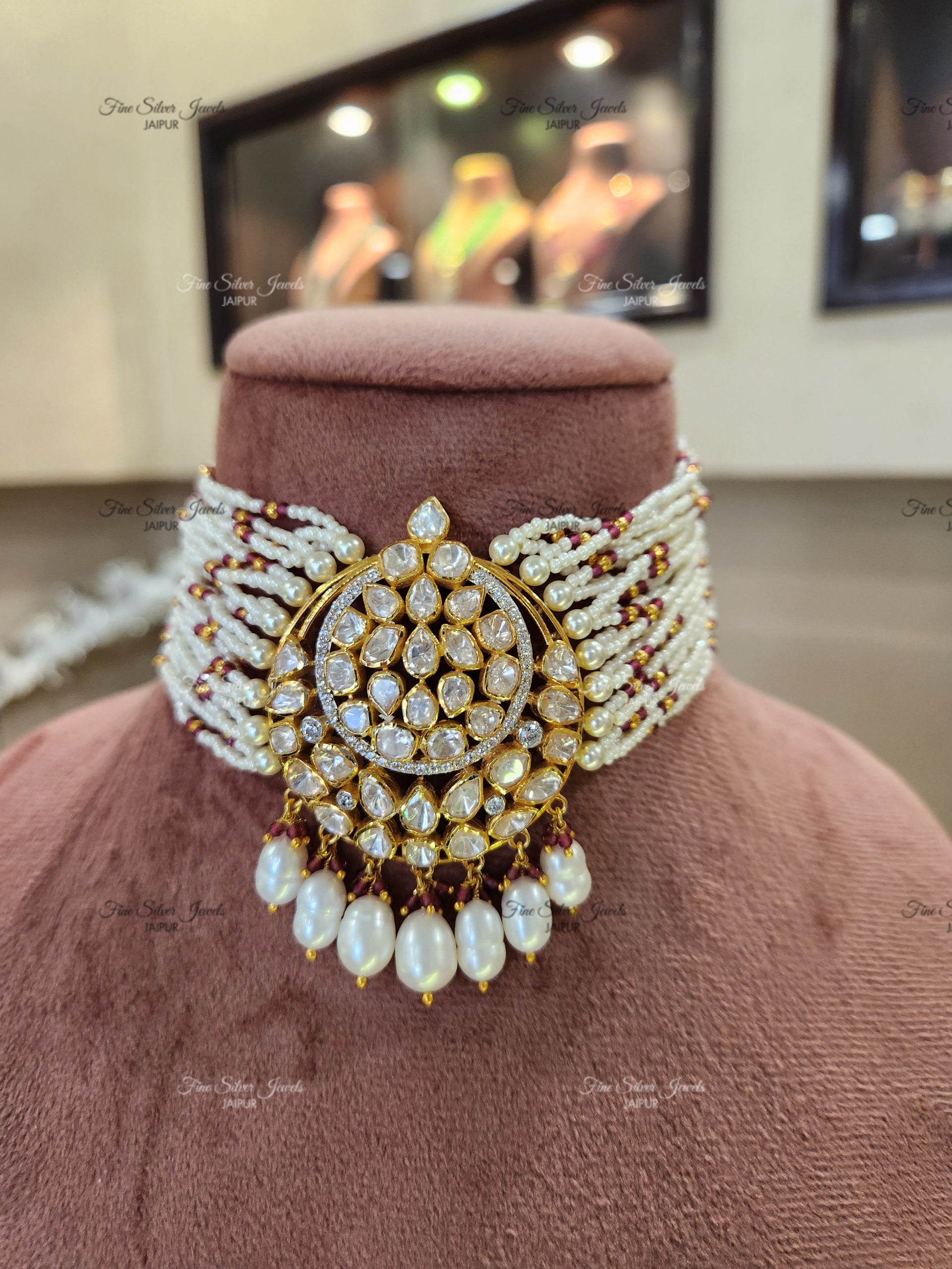 925 Silver Sara Polki Necklace