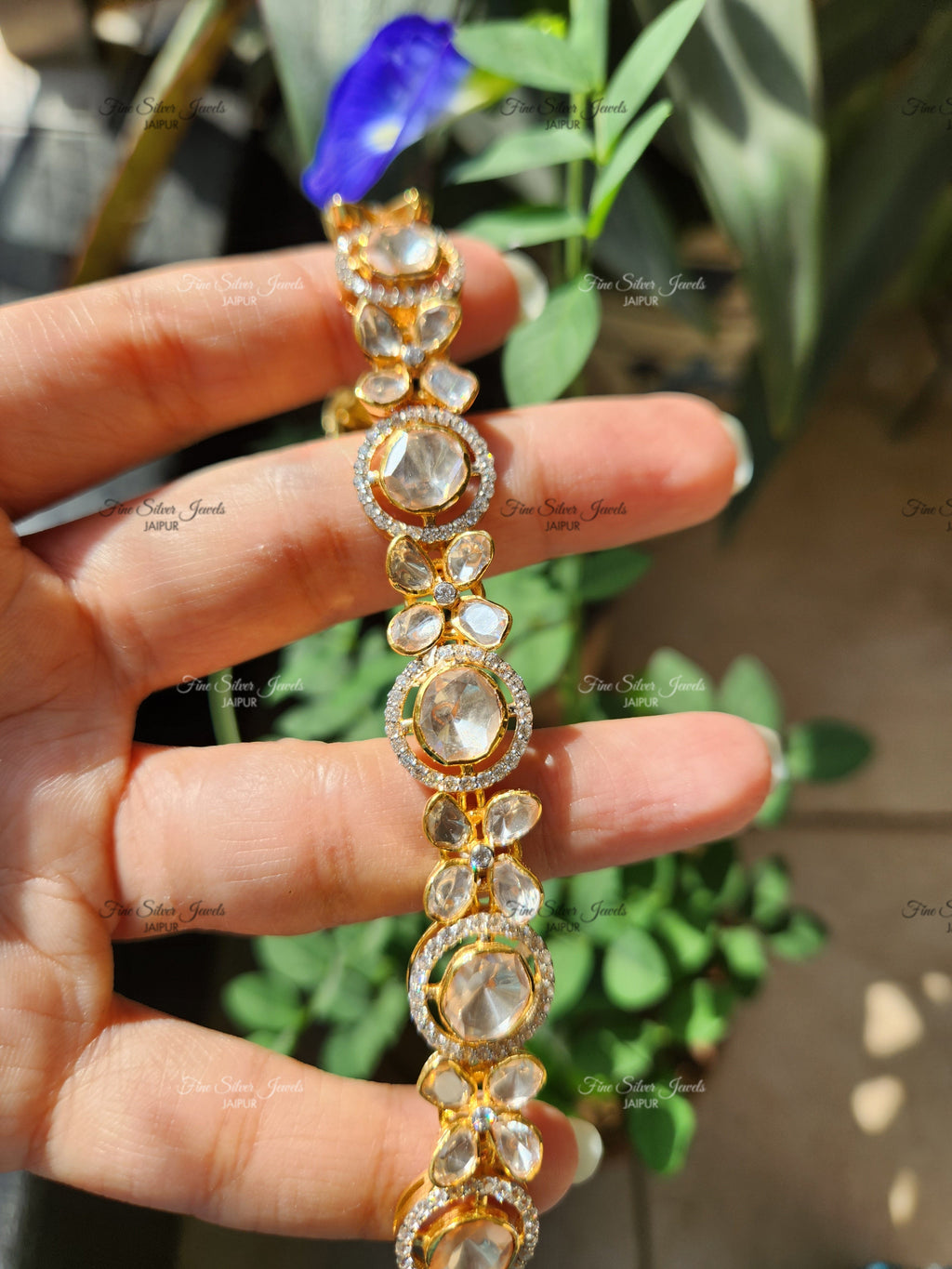 925 Silver Maryam Polki Bracelet