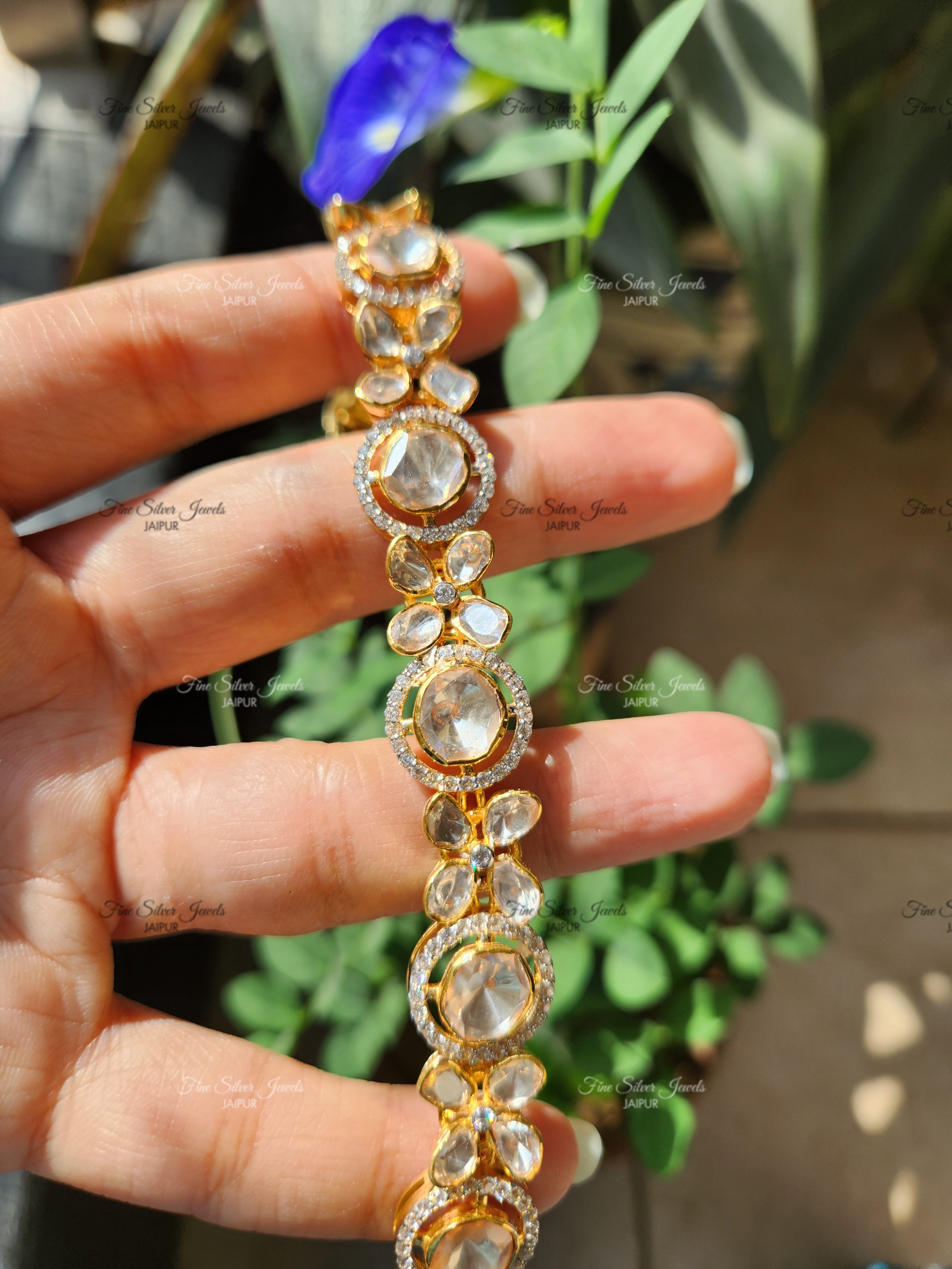 925 Silver Maryam Polki Bracelet