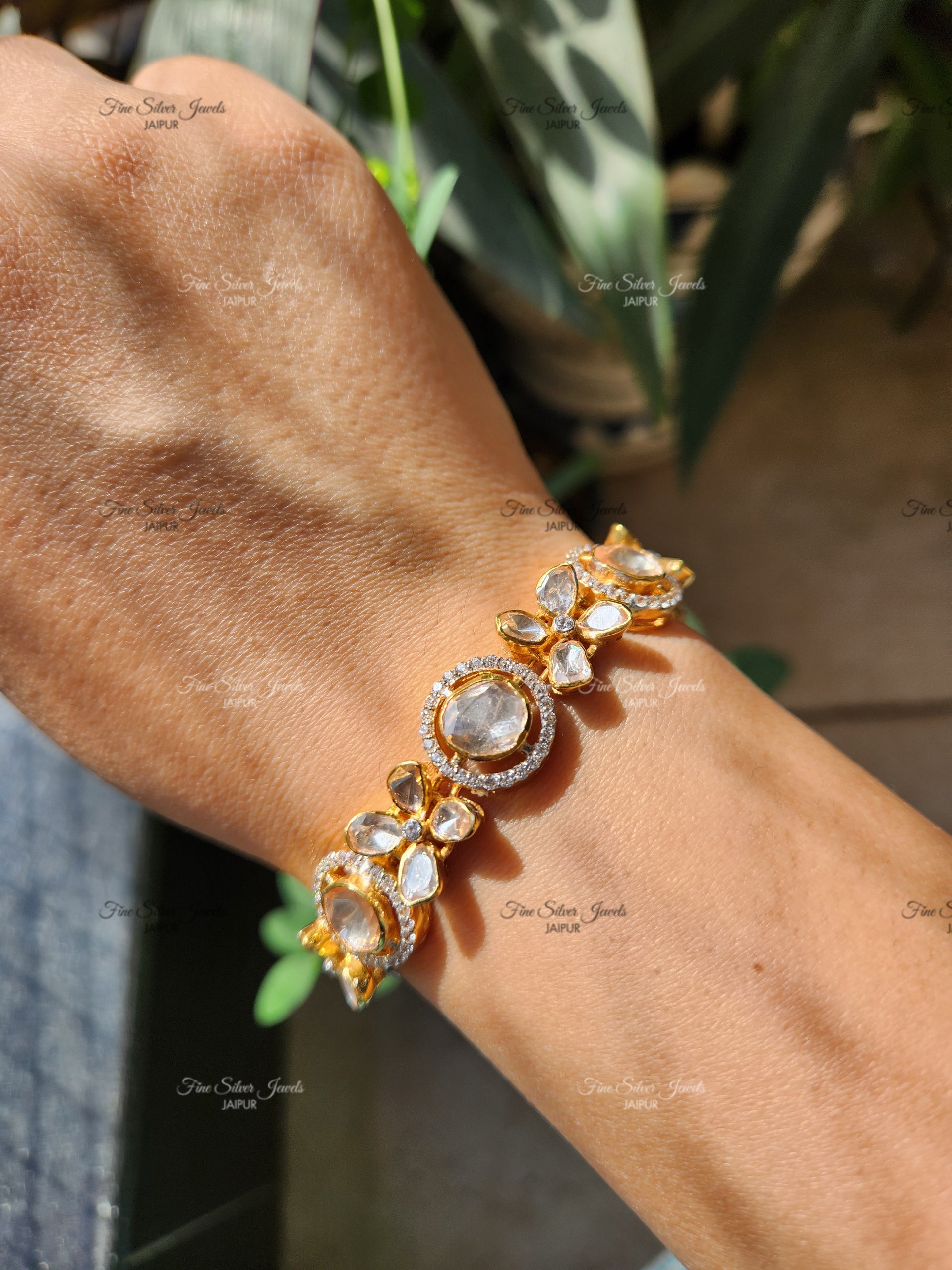 925 Silver Maryam Polki Bracelet
