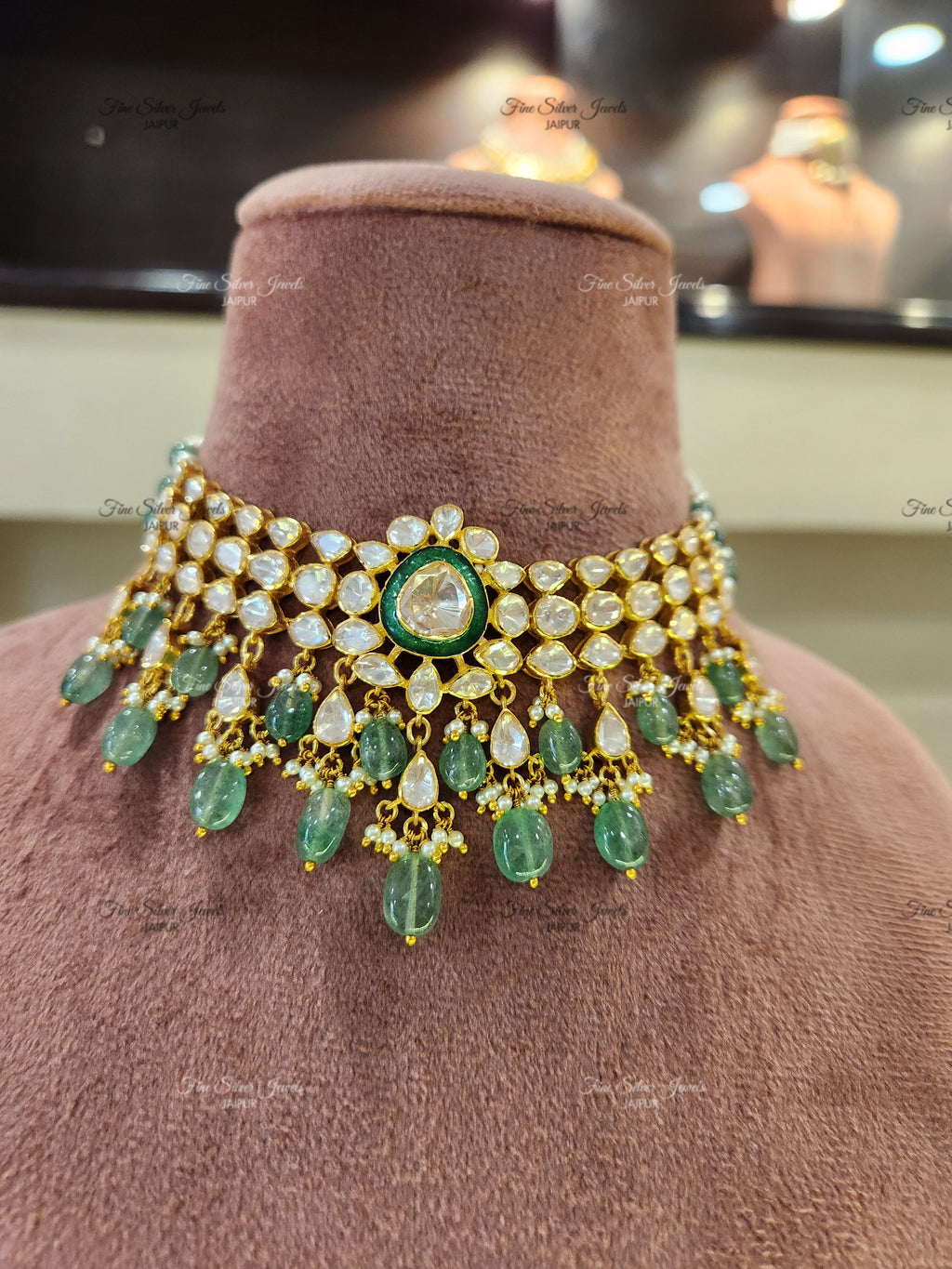 925 Silver Neev Polki Necklace Set