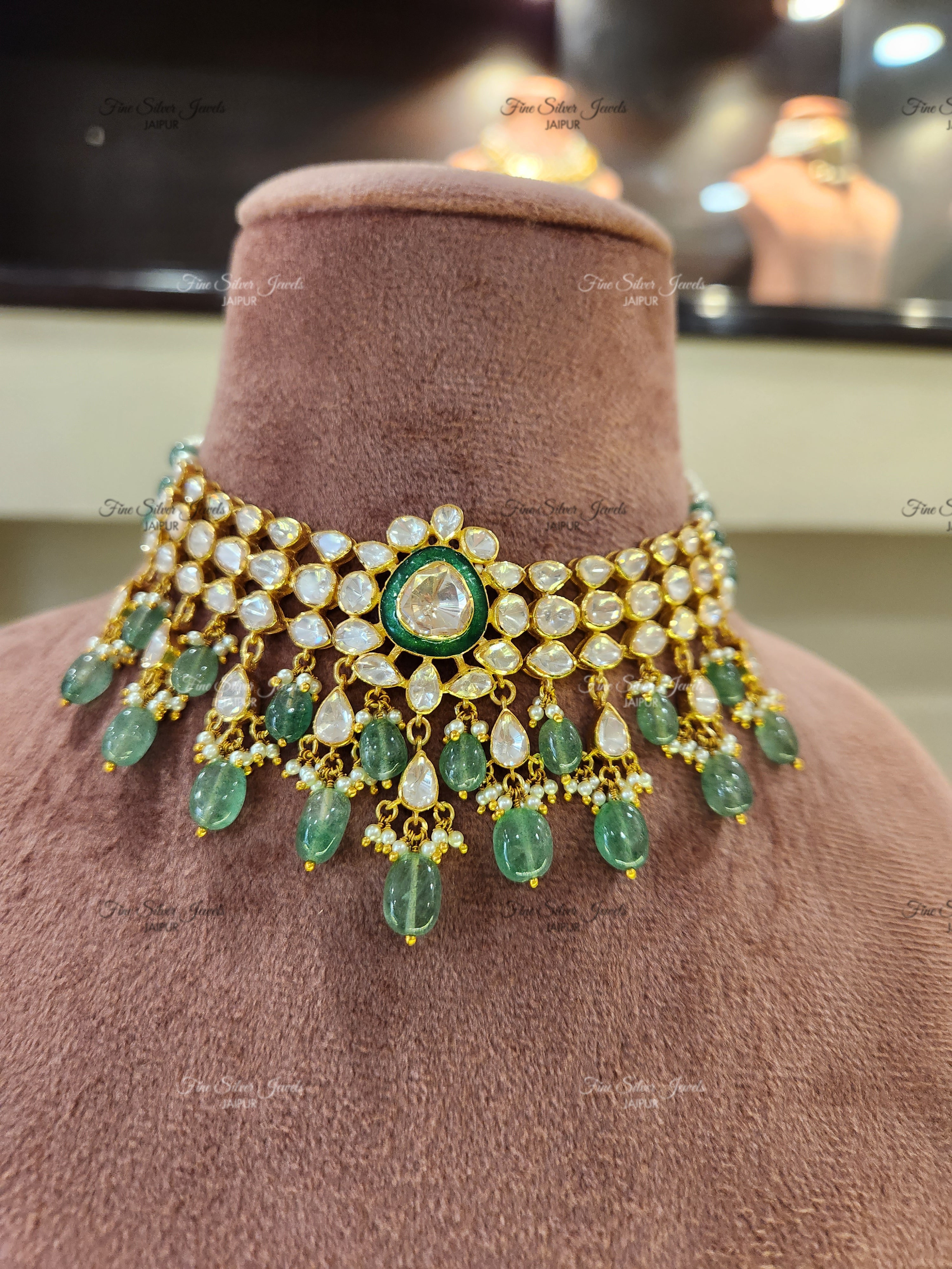 925 Silver Neev Polki Necklace Set