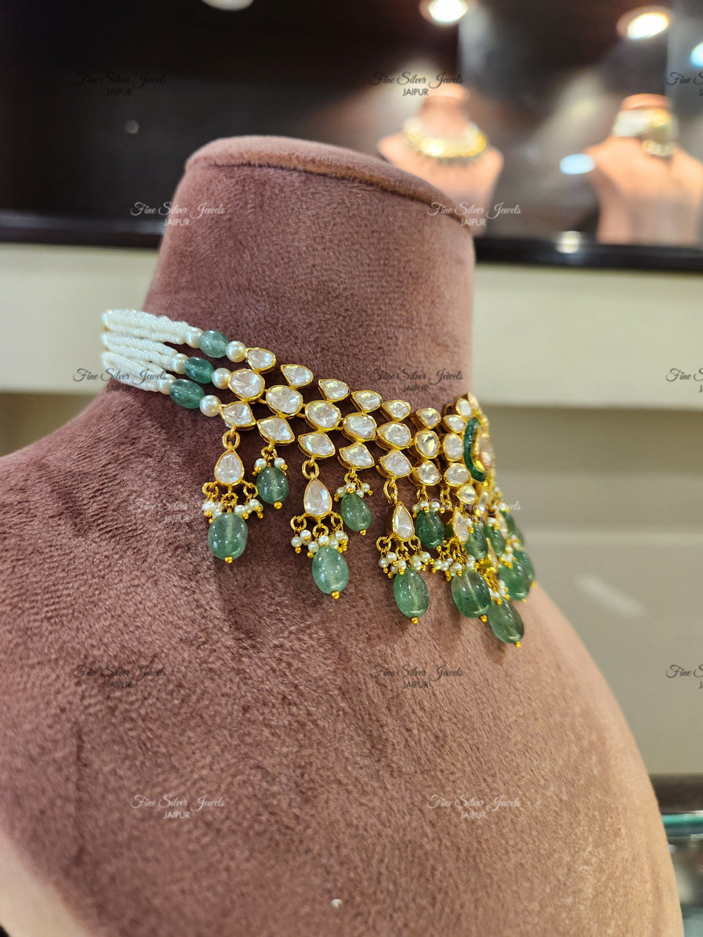 925 Silver Neev Polki Necklace Set