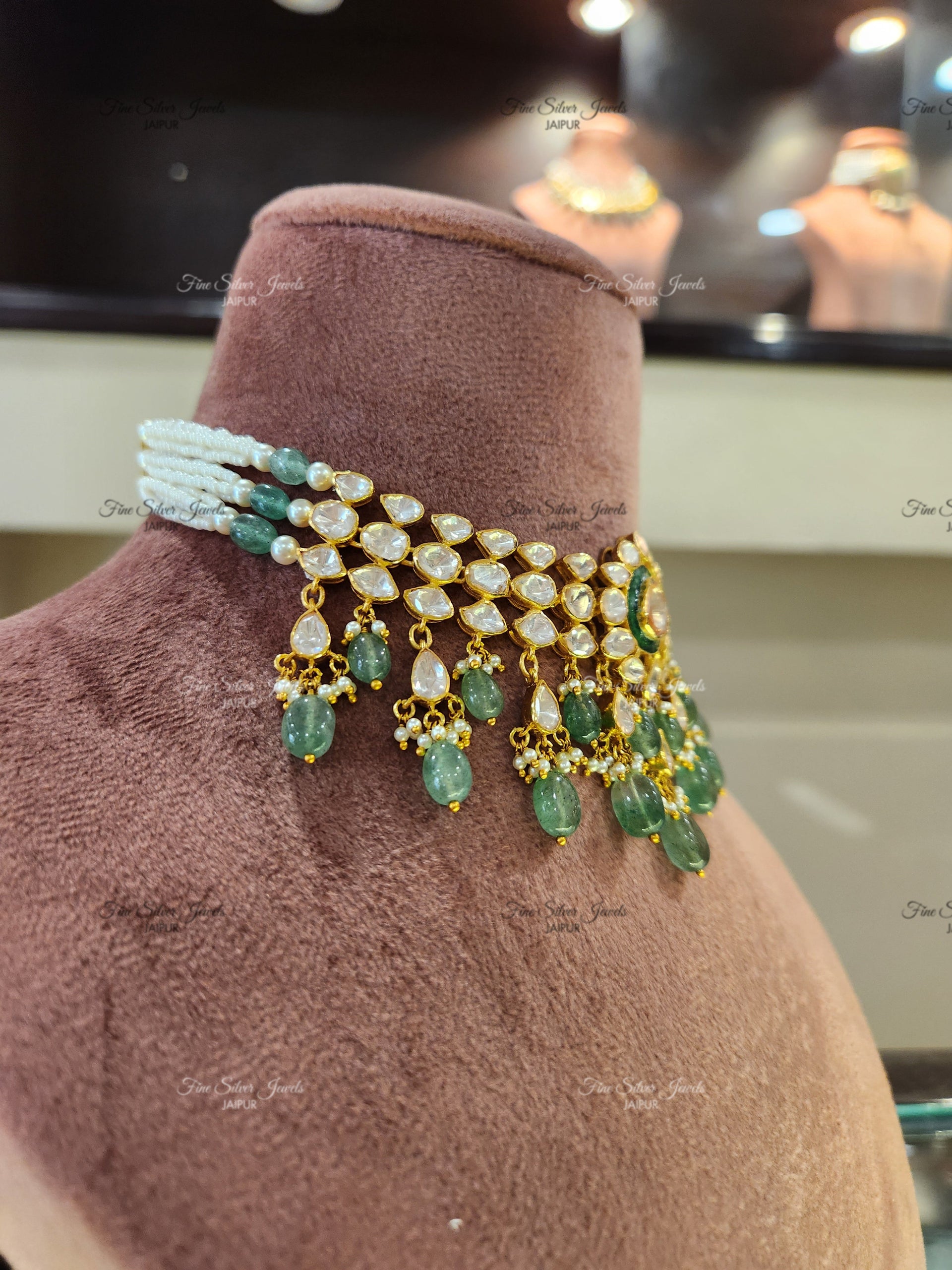 925 Silver Neev Polki Necklace Set