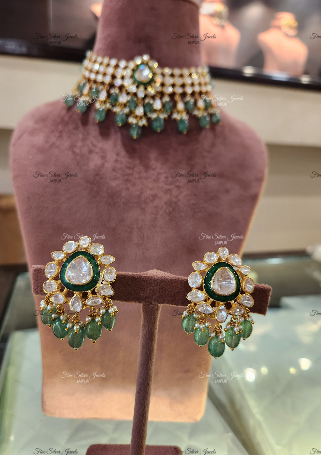 925 Silver Neev Polki Necklace Set