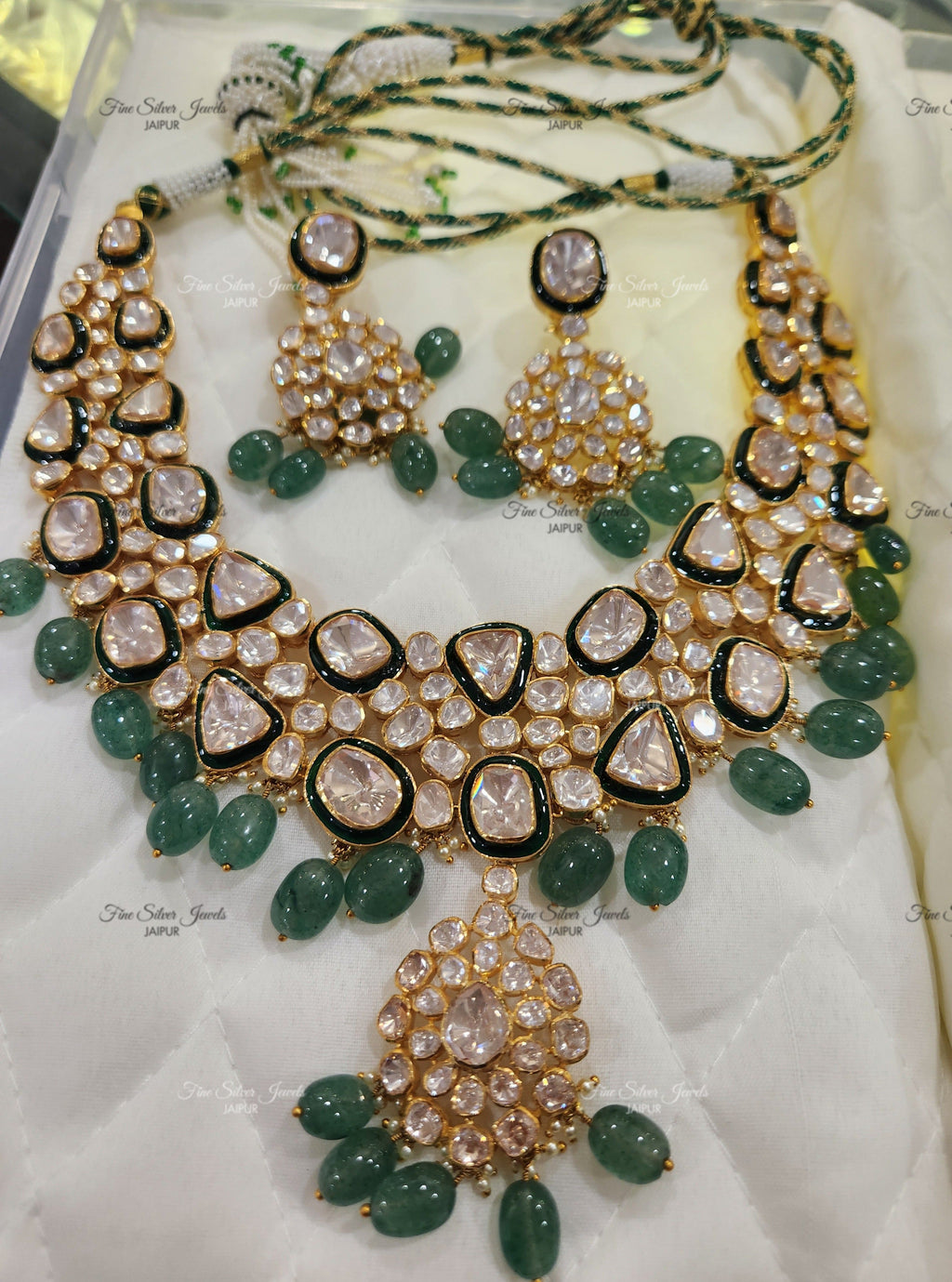 925 Silver Meer Bridal Polki Necklace set