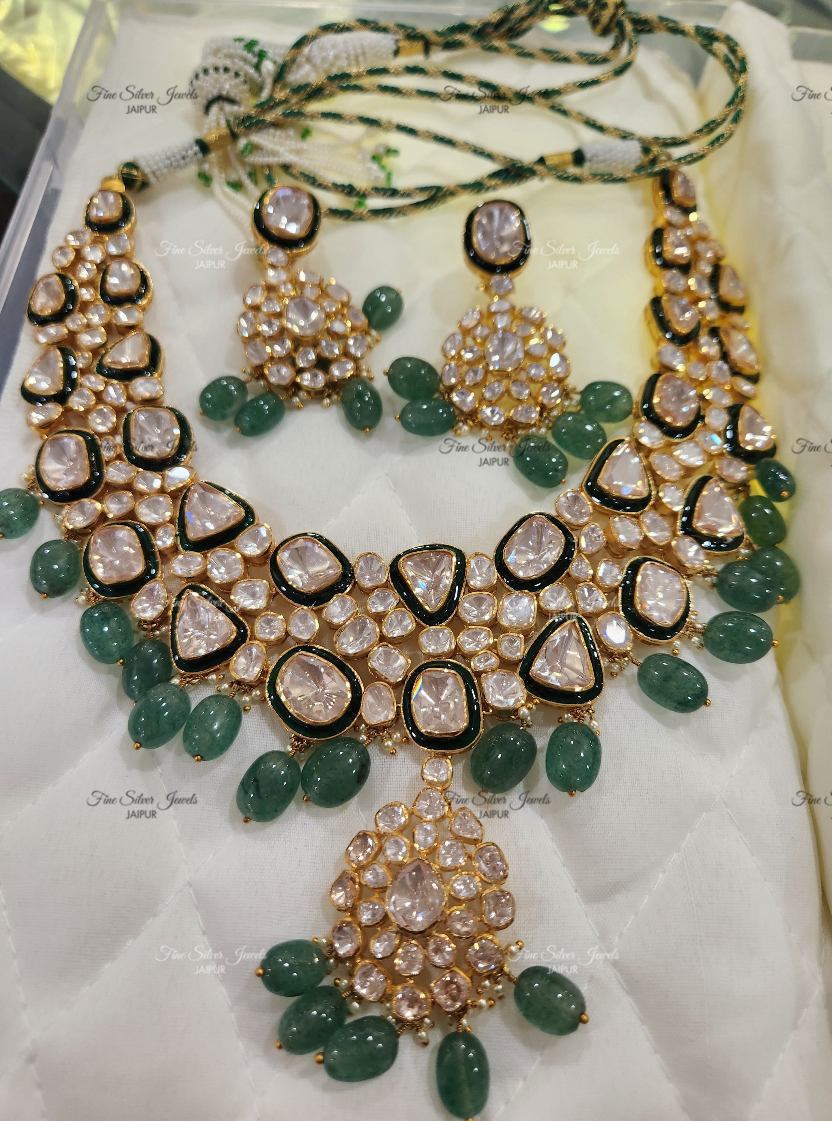 925 Silver Meer Bridal Polki Necklace set