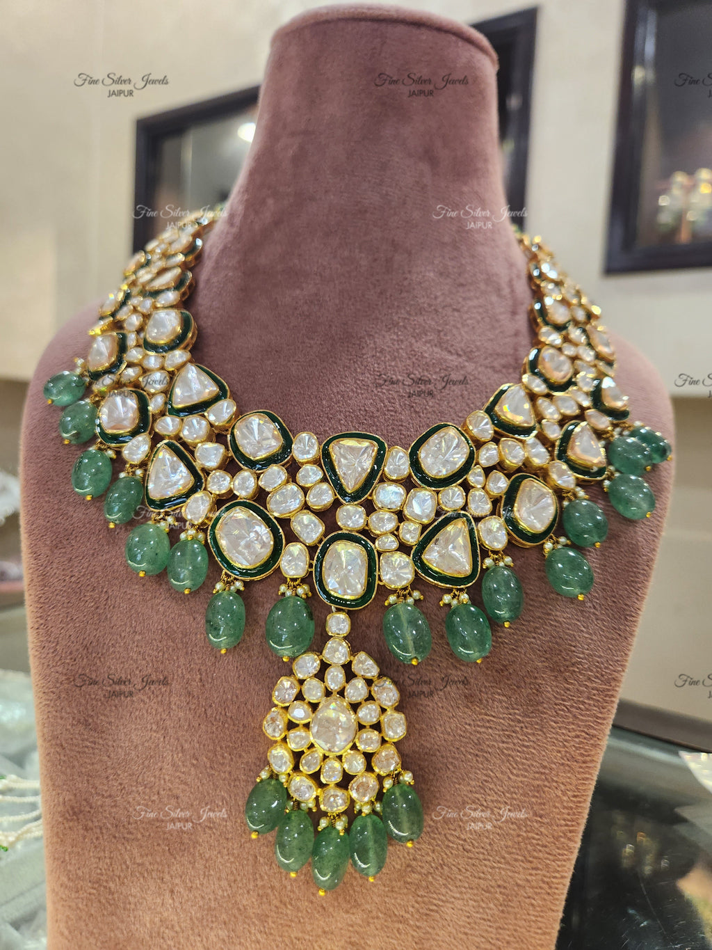 925 Silver Meer Bridal Polki Necklace set