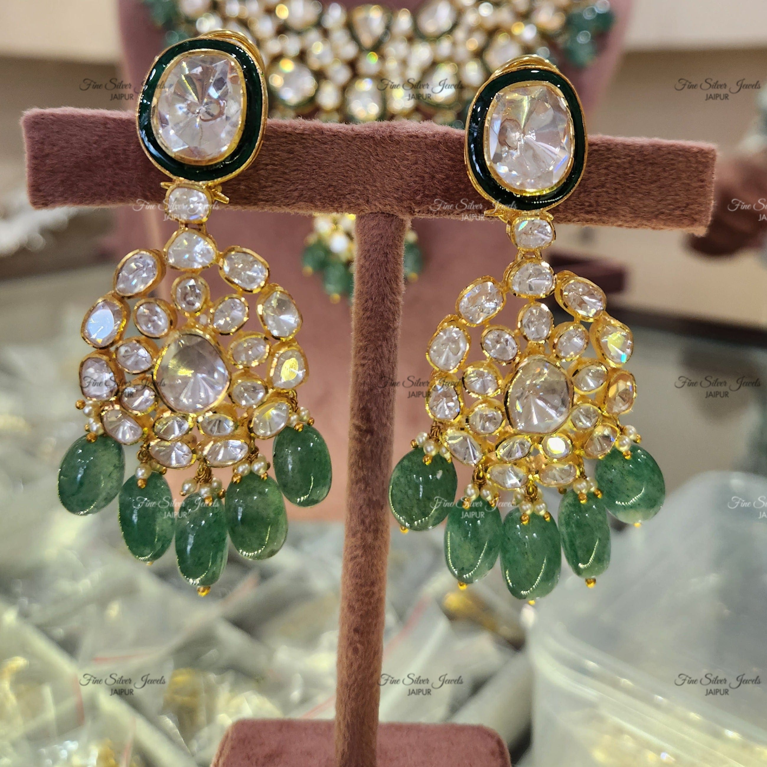 925 Silver Meer Bridal Polki Necklace set