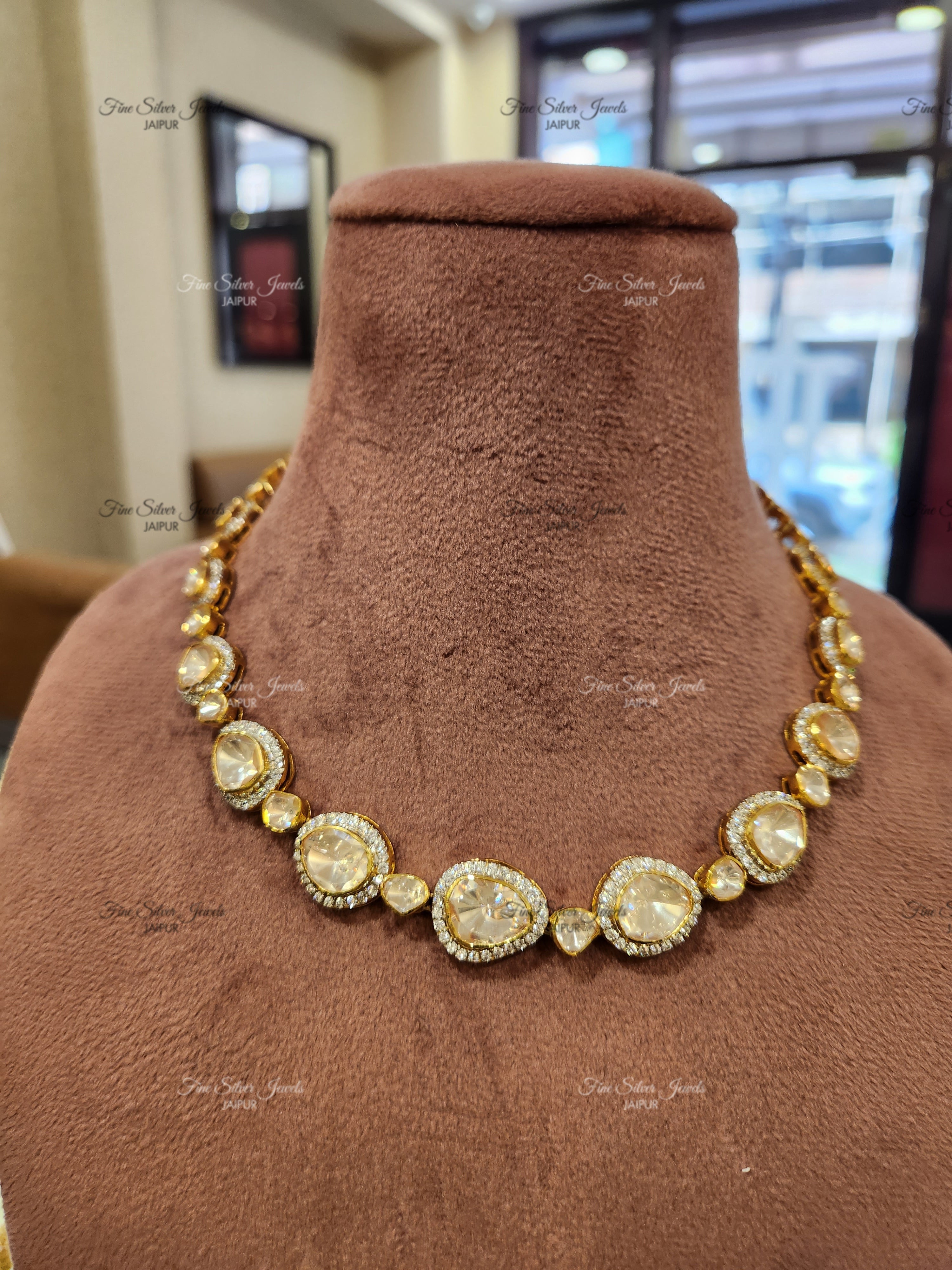 925 Silver Noor Polki Necklace