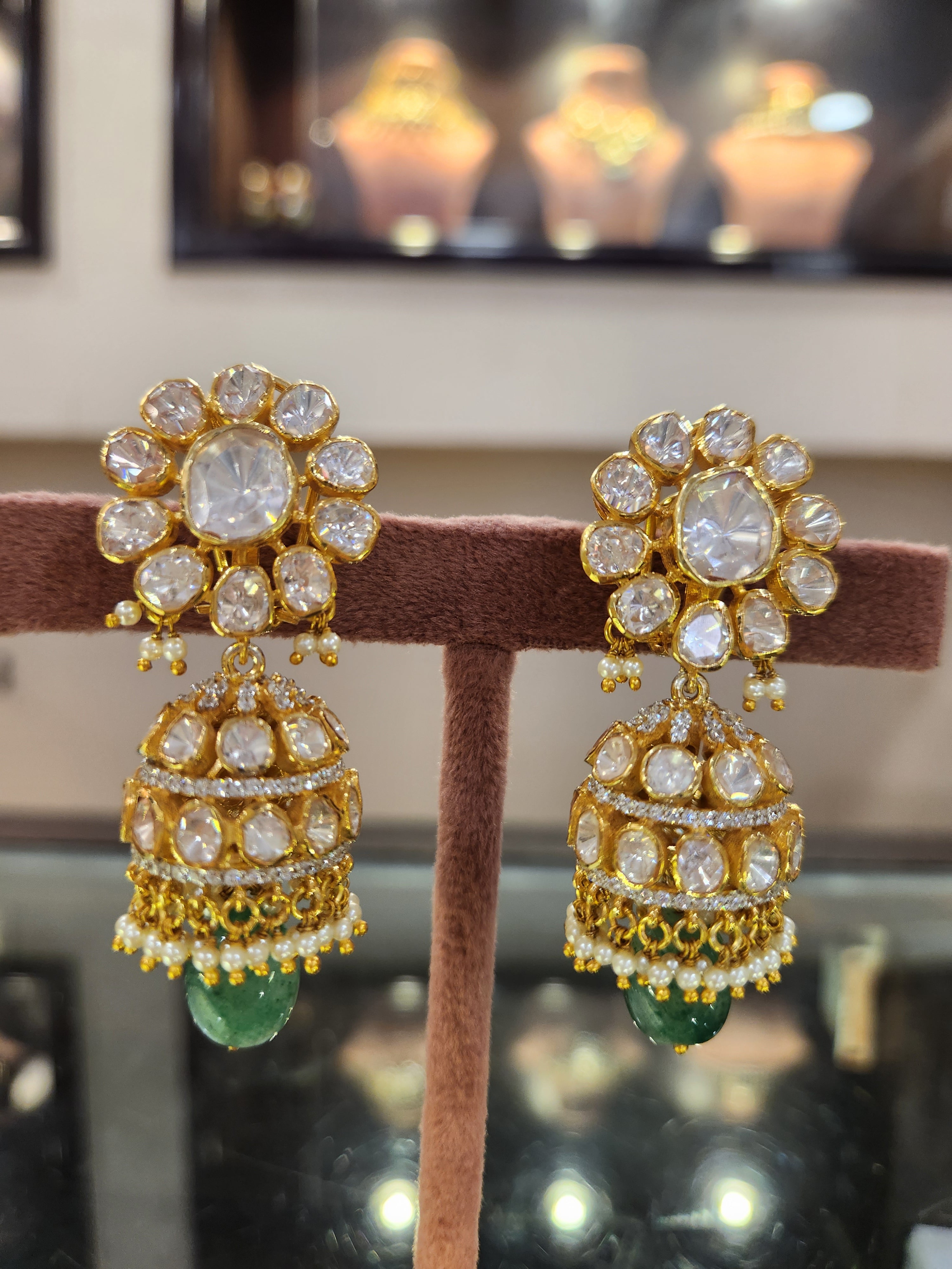 Steling Silver Jhumkas with Flower Motif - Desically Ethnic