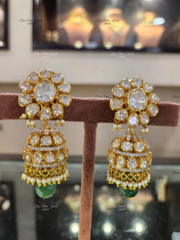925 Silver Veerali Polki Necklace Set