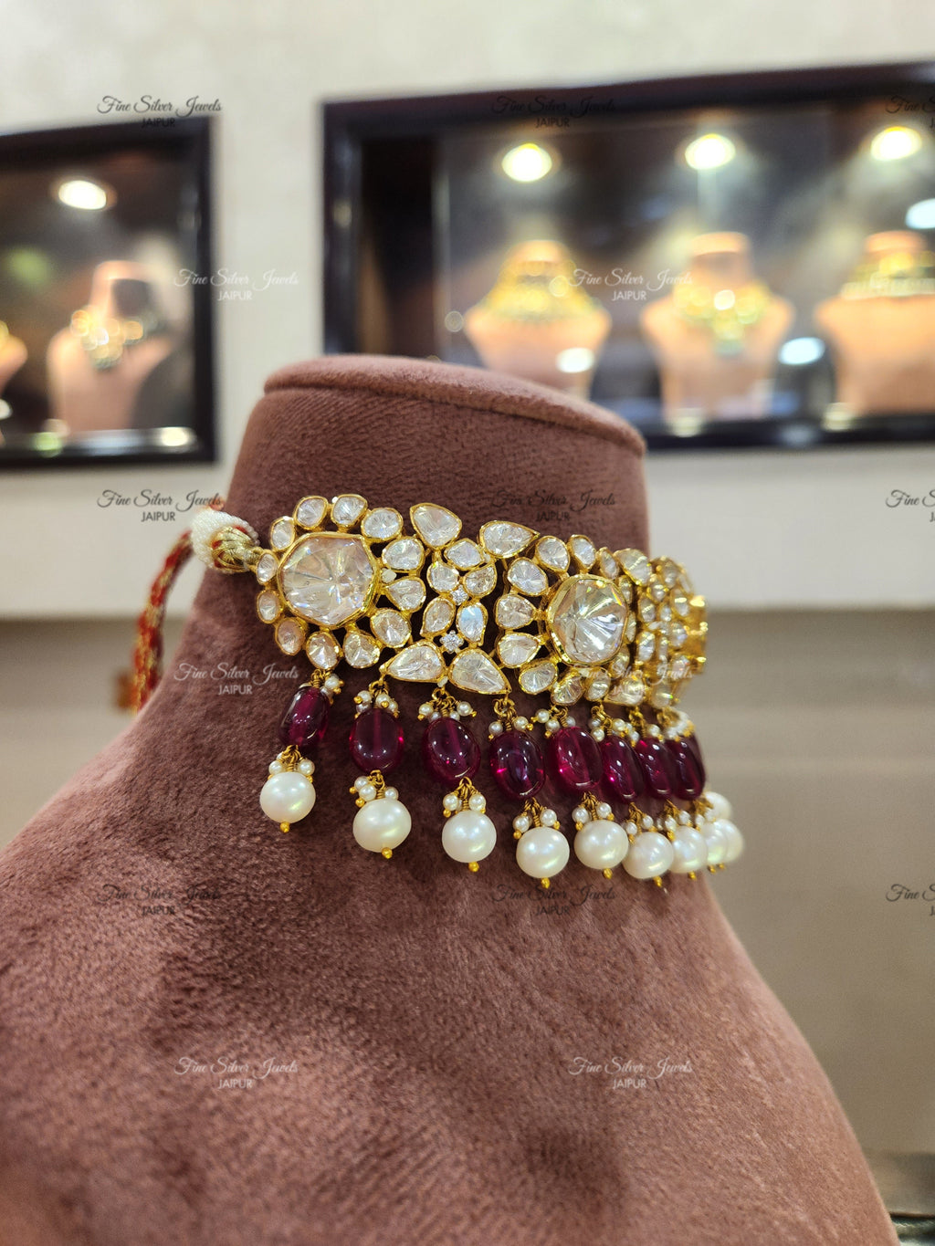 925 Silver Chand Polki Necklace