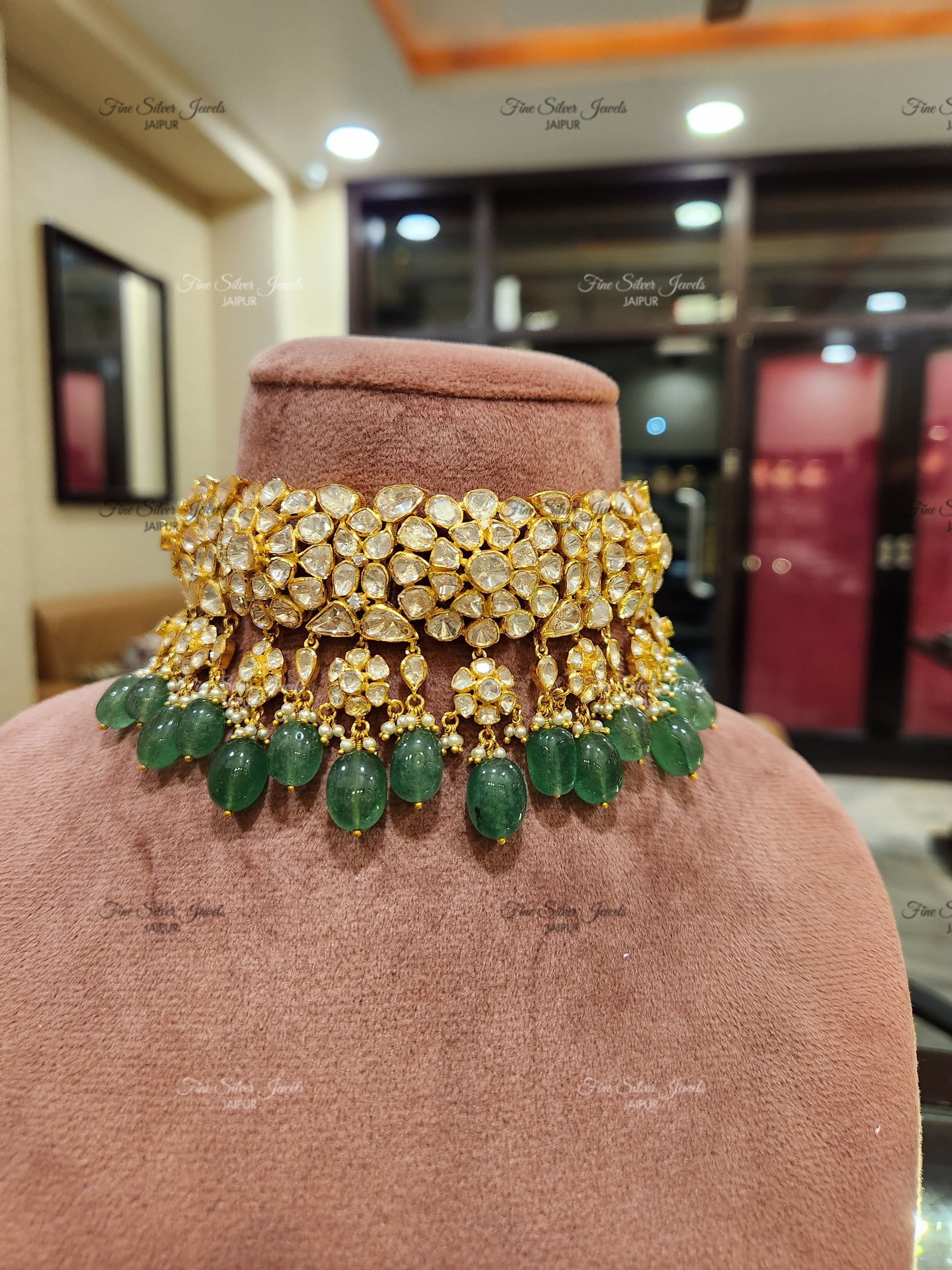 925 Silver Siya Polki Necklace