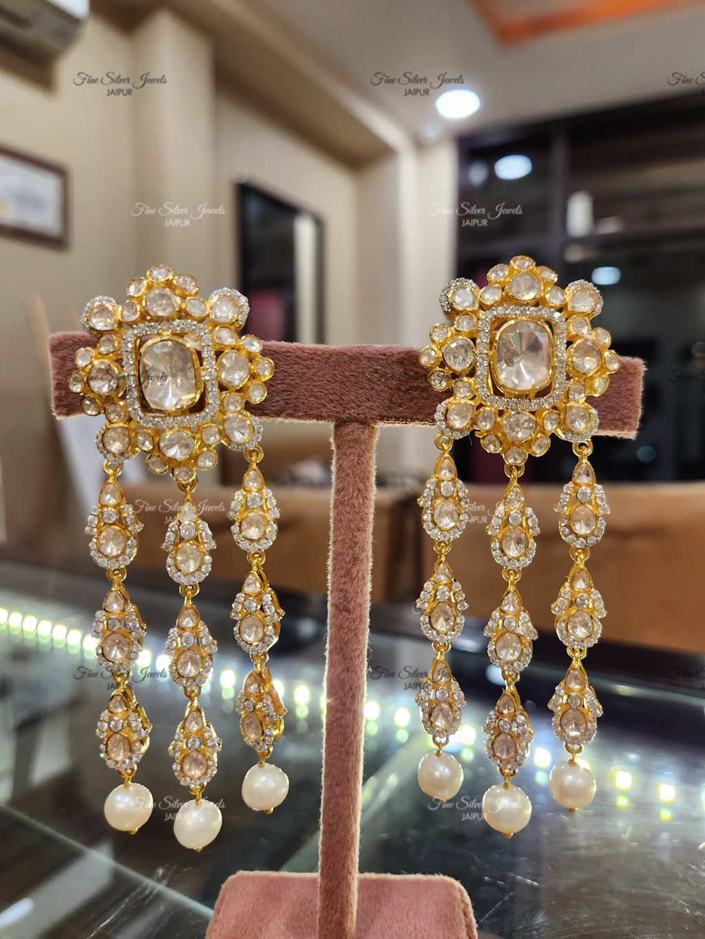 925 Silver Shaina Polki Earrings