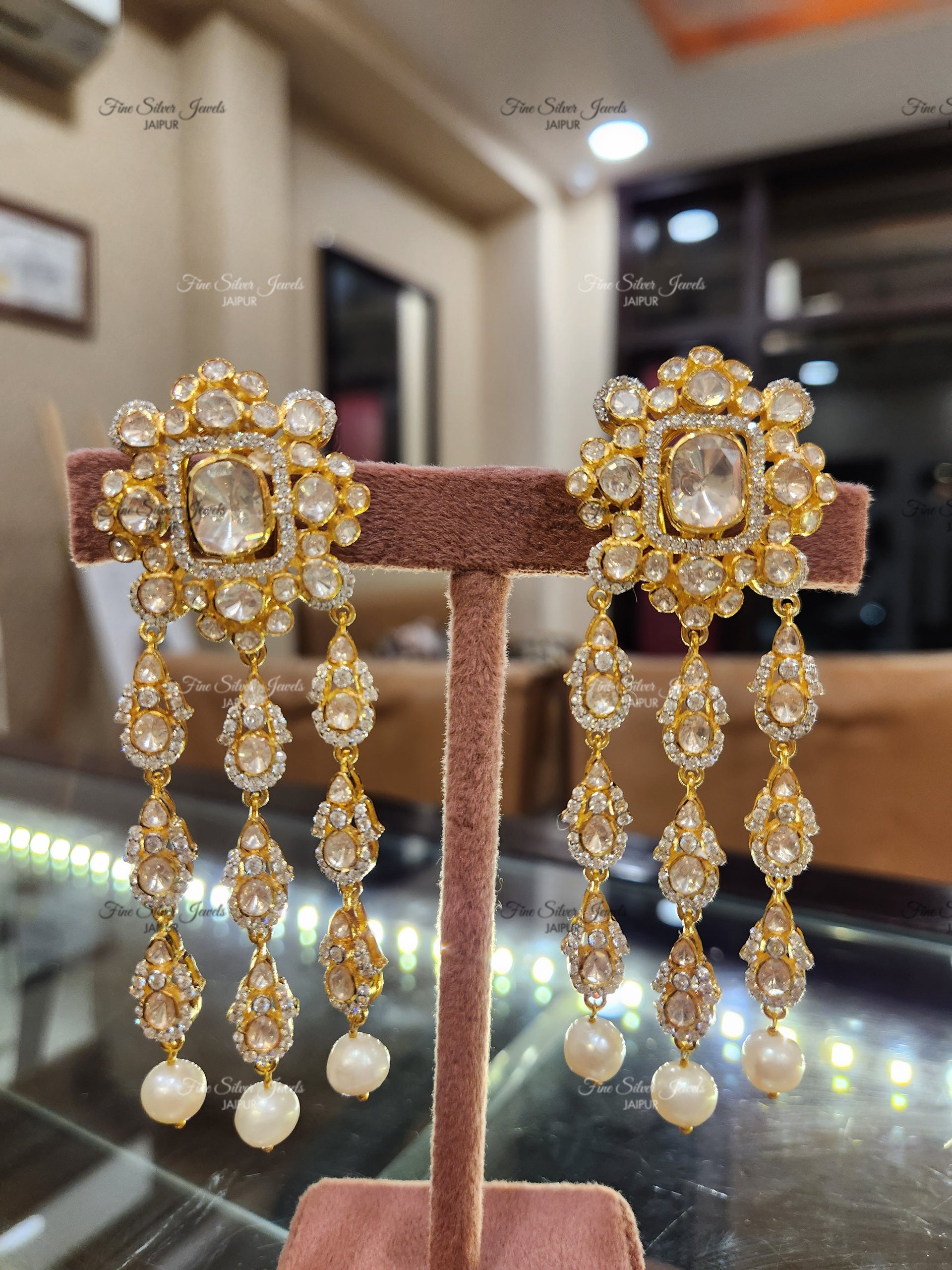 925 Silver Shaina Polki Earrings