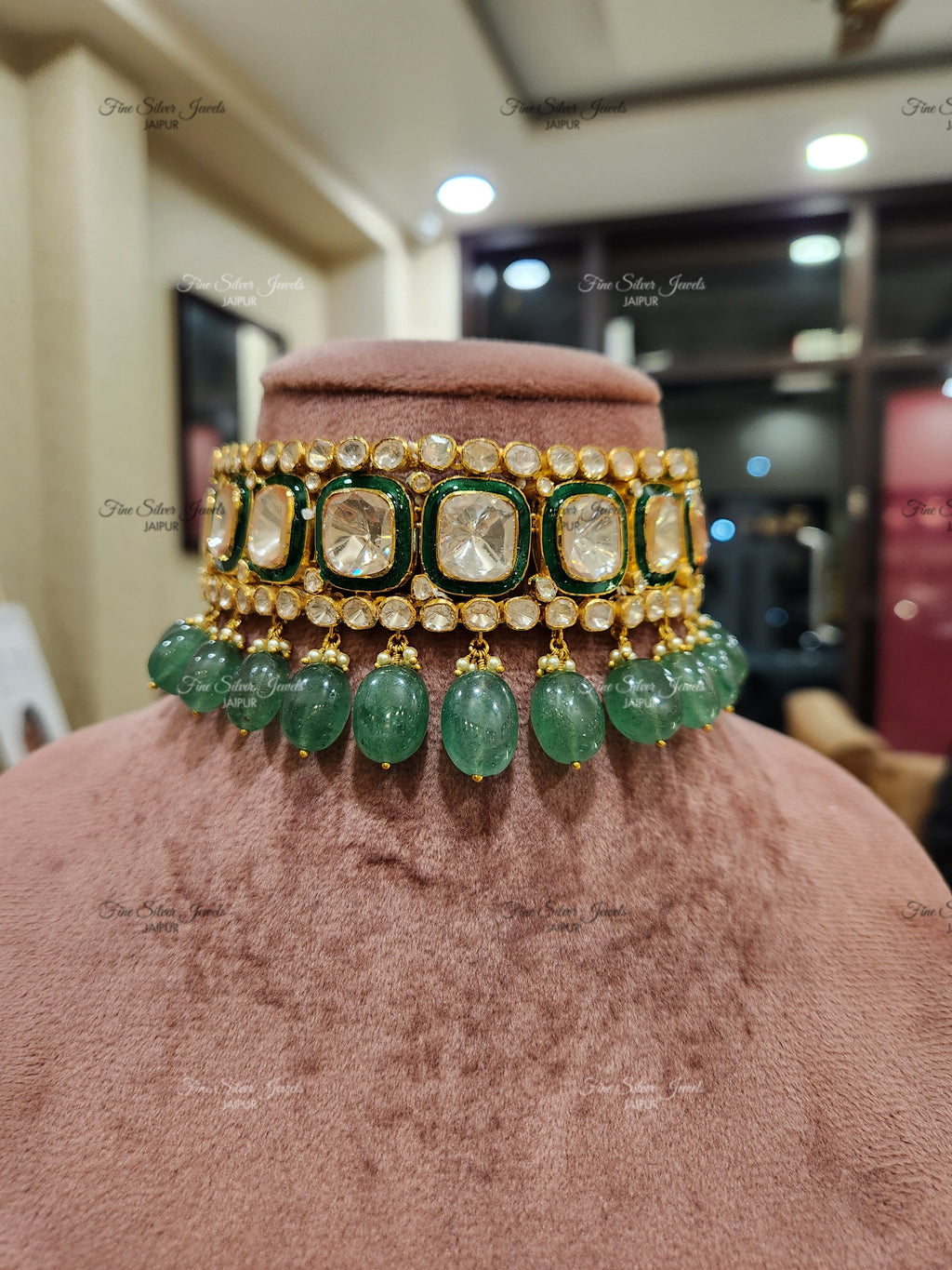 925 Silver Roza Polki Necklace