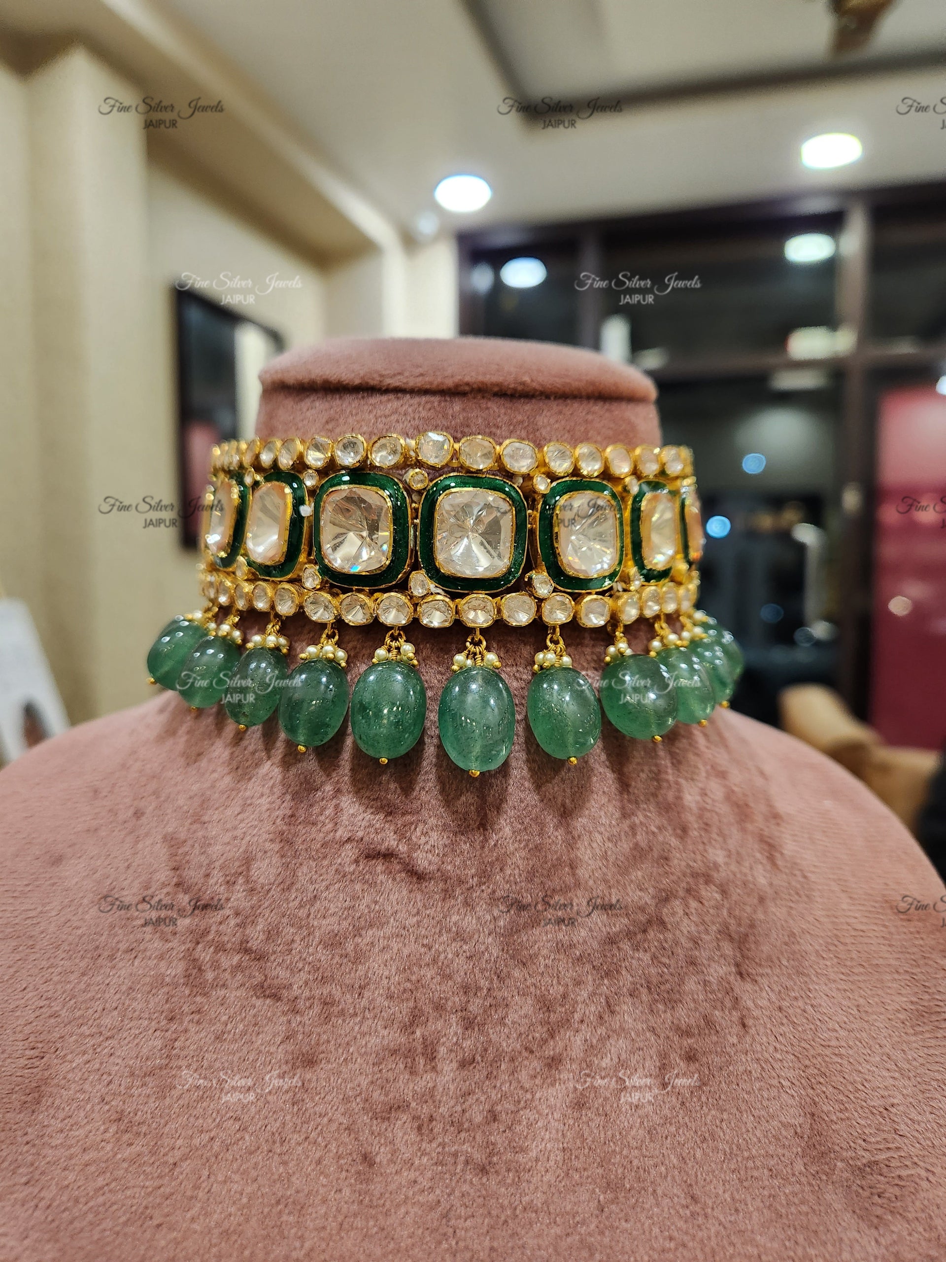 925 Silver Roza Polki Necklace