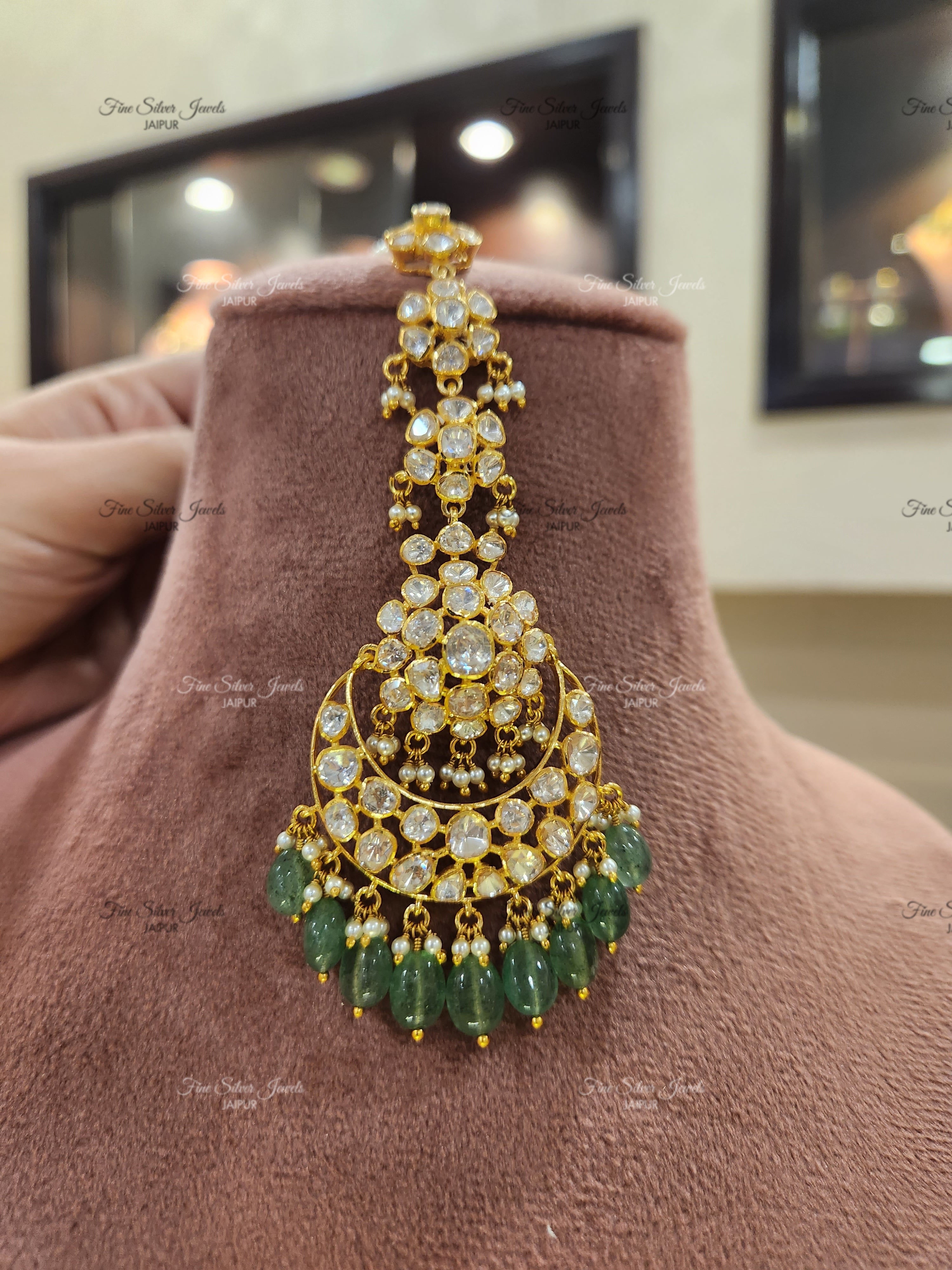 925 Silver Simer Polki Mangtikka