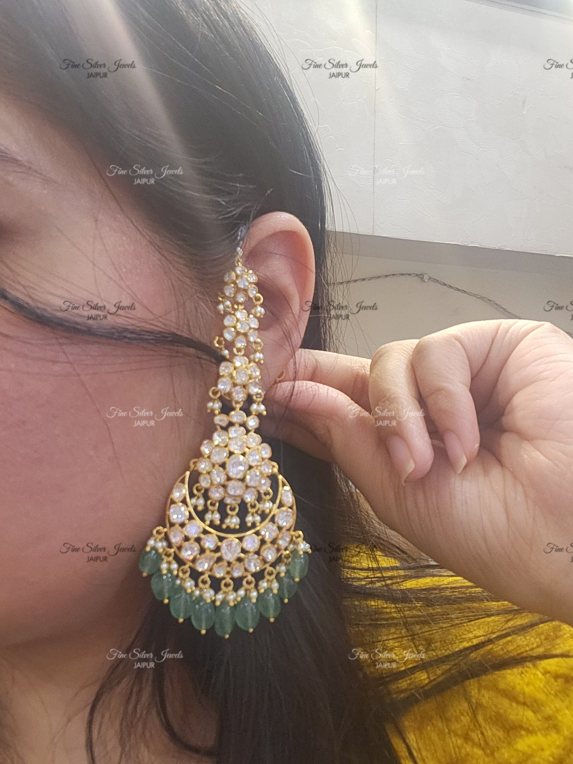 925 Silver Simer polki Chandbali Earrings