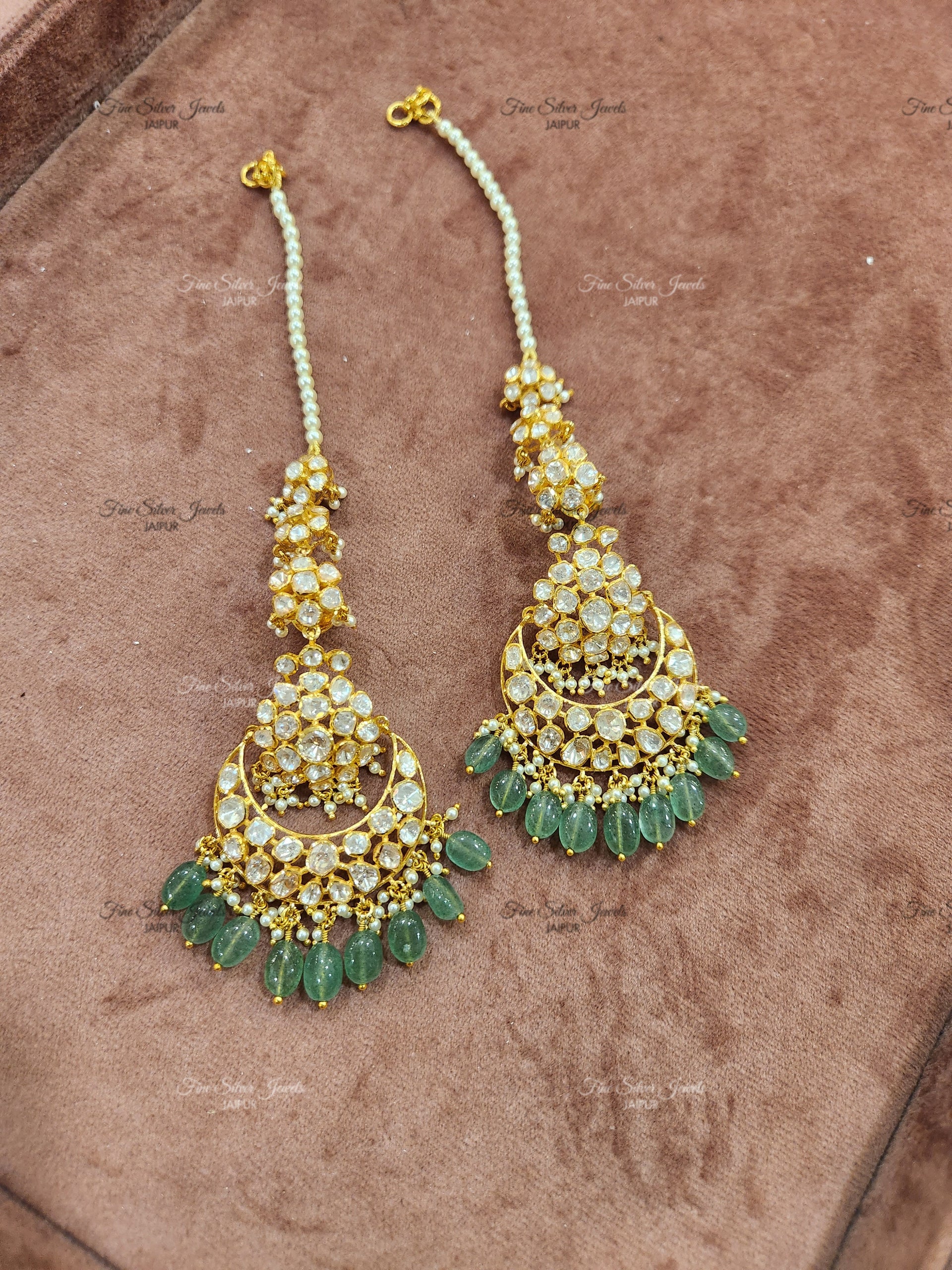 925 Silver Simer polki Chandbali Earrings