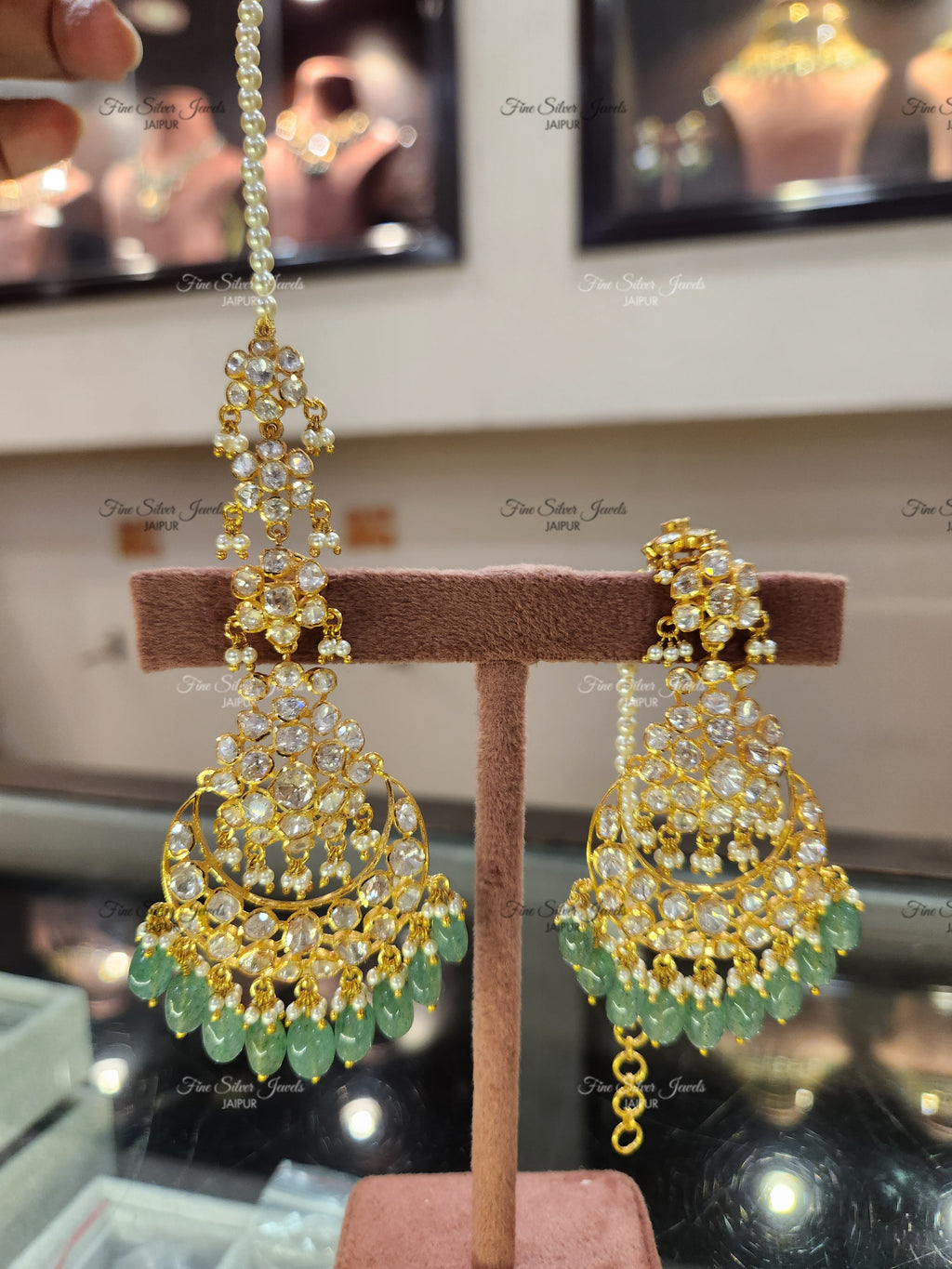 925 Silver Simer polki Chandbali Earrings