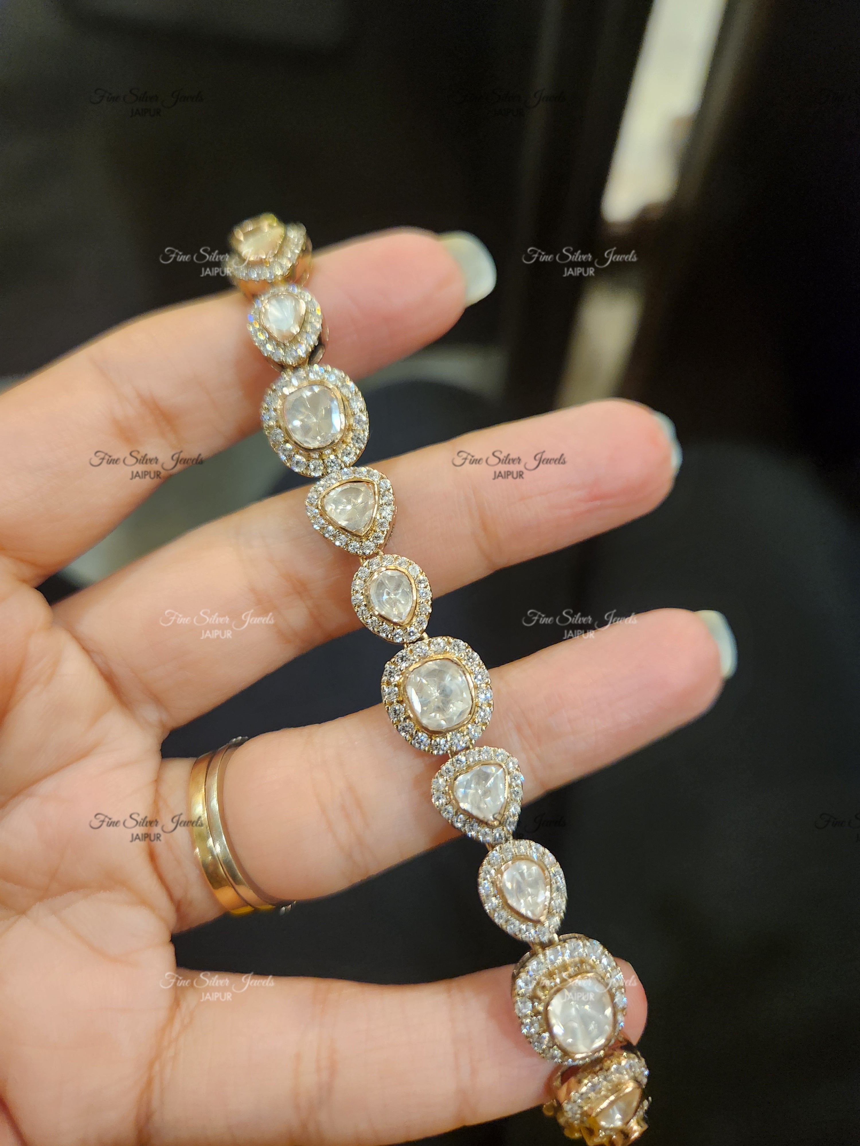 925 Silver Victorian Polki Bracelet