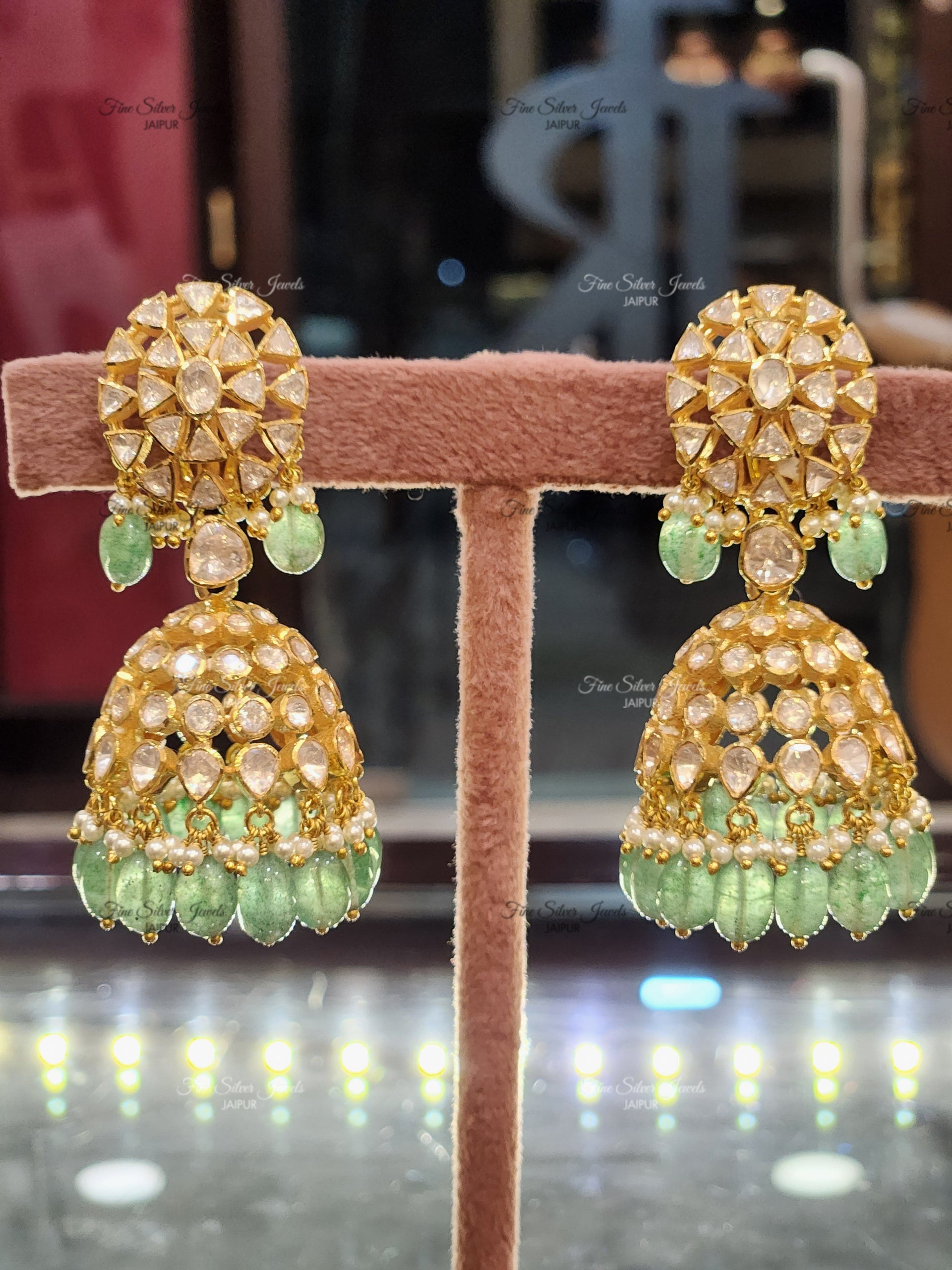 925 Silver Paro Polki Jhumka