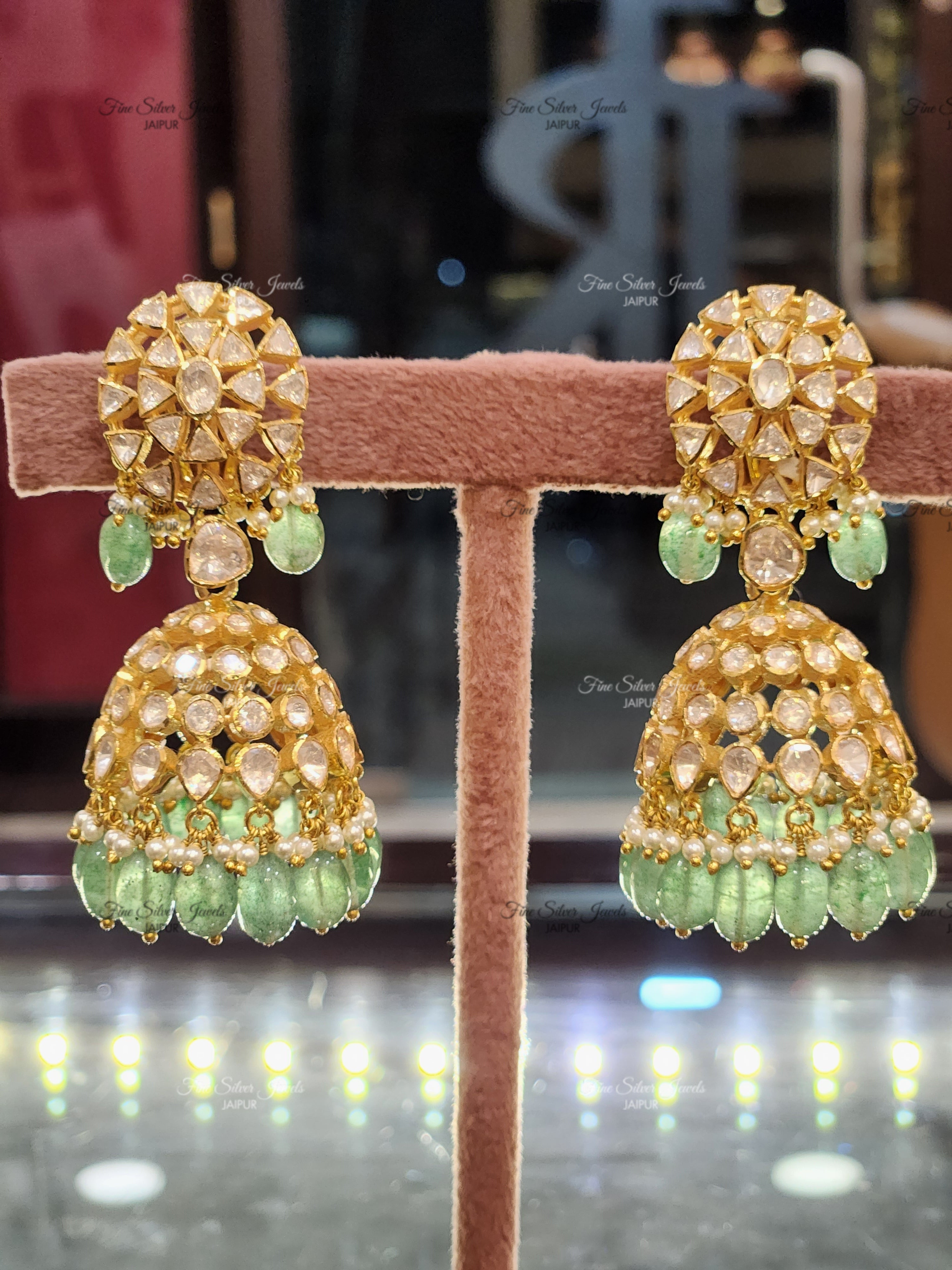 925 Silver Paro Polki Jhumka